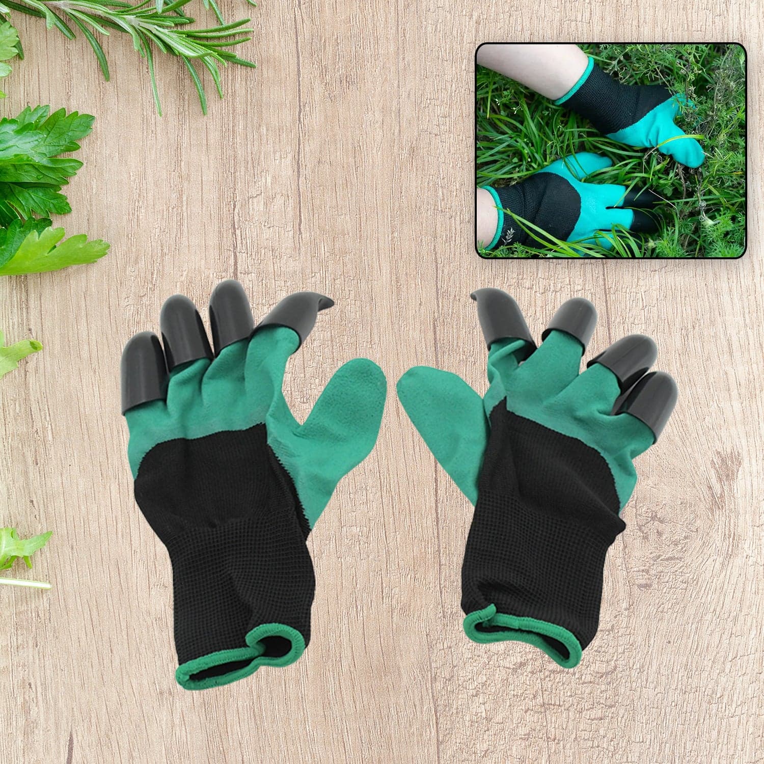 Heavy Duty Garden Gloves with Claws (Washable): 1 Pair (Mix Color) thumbnail 6