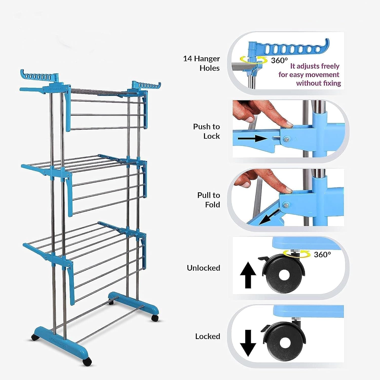 Stainless Steel Cloth Drying Stand thumbnail 1