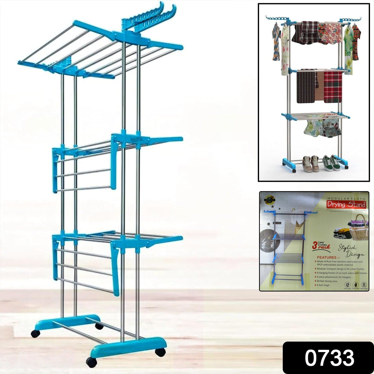 Stainless Steel Cloth Drying Stand thumbnail 2