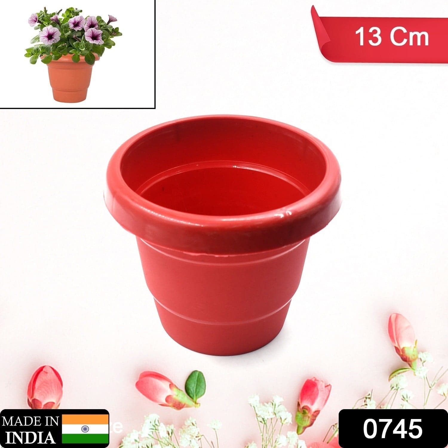 Plastic Heavy Duty Plant Container Pot/Gamla for Indoor Home Decor | Outdoor Balcony Garden 13cm (pack of 1 pc) thumbnail 2