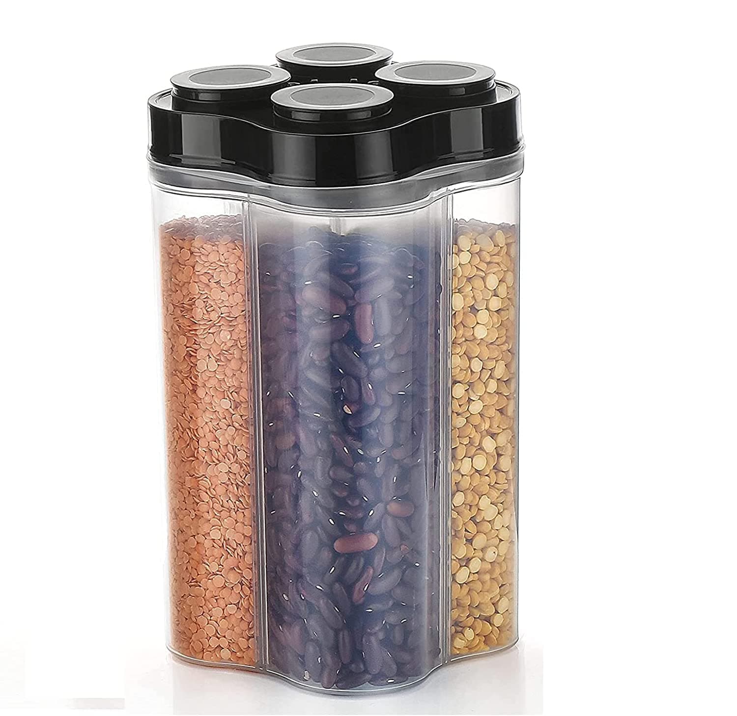 Plastic Lock Food Storage 4 Section Container Jar for Grocery, Fridge Container. thumbnail 6