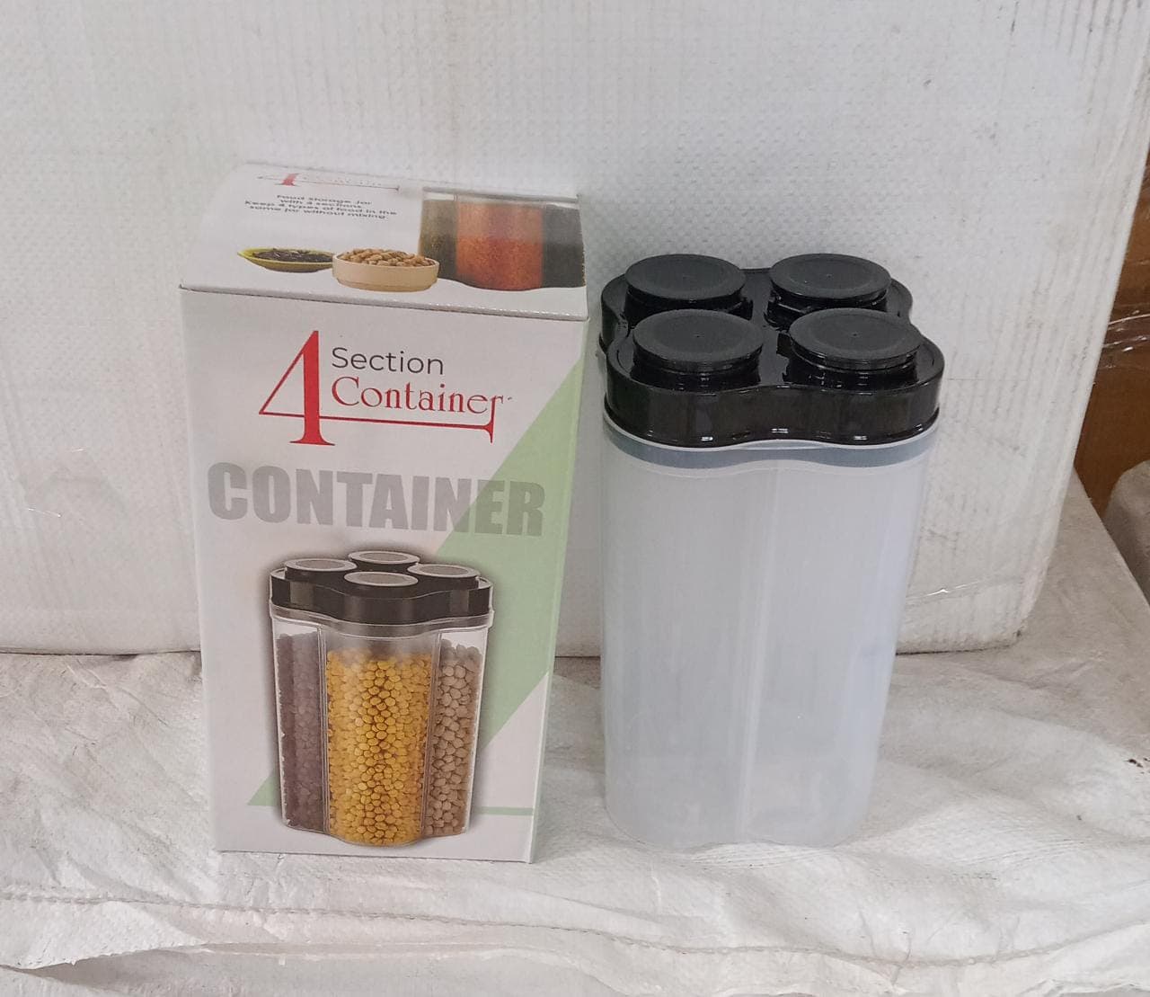 Plastic Lock Food Storage 4 Section Container Jar for Grocery, Fridge Container. thumbnail 7