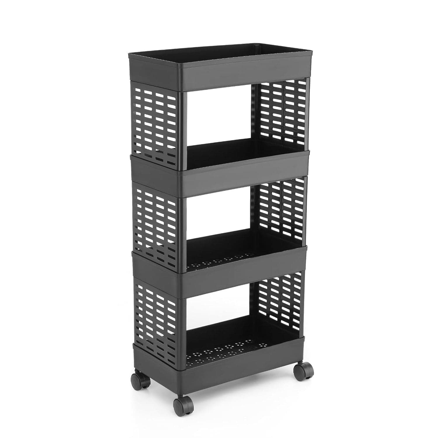 4-Layer Plastic Storage Rack with Wheels thumbnail 5