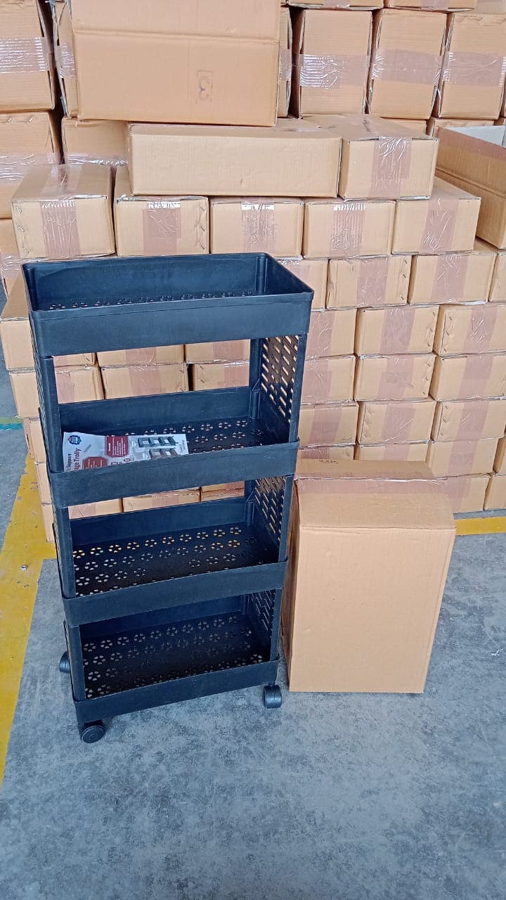 4-Layer Plastic Storage Rack with Wheels thumbnail 6