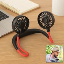 Hand Free Personal Fan - Portable Usb Battery Rechargeable With Battery Comaprtment Mini Fan - Headphone Design Wearable Neckband Fan Necklance Fan Cooler Fan For Home