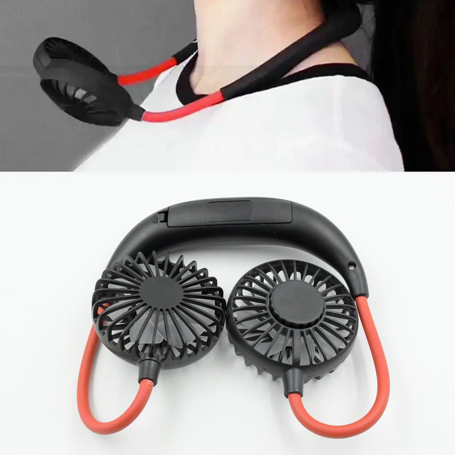 Hand Free Personal Fan - Portable Usb Battery Rechargeable With Battery Comaprtment Mini Fan - Headphone Design Wearable Neckband Fan Necklance Fan Cooler Fan For Home thumbnail 4