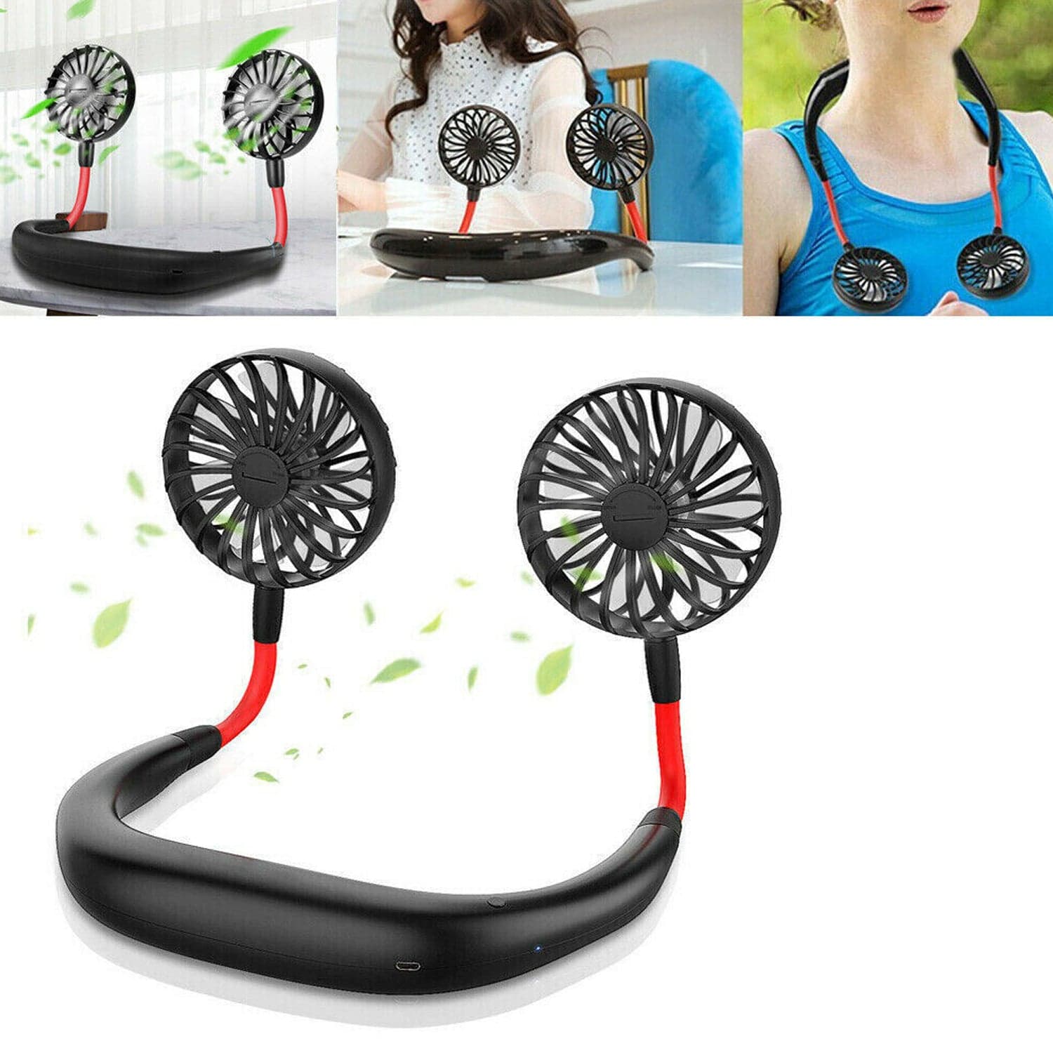Hand Free Personal Fan - Portable Usb Battery Rechargeable With Battery Comaprtment Mini Fan - Headphone Design Wearable Neckband Fan Necklance Fan Cooler Fan For Home thumbnail 6