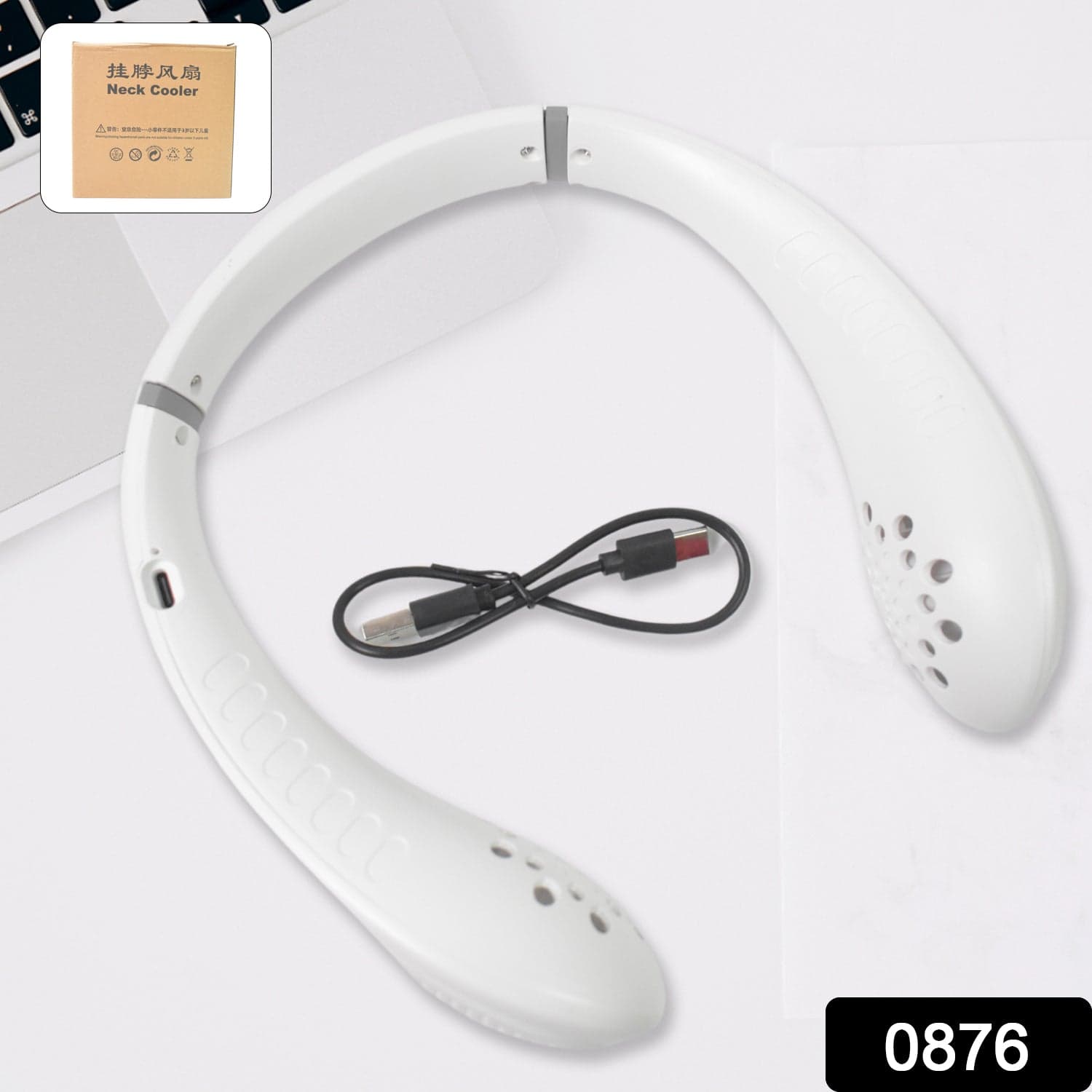 Portable USB Rechargeable Neck Fan of Wearable, 3 Speeds, Headphone Design thumbnail 2