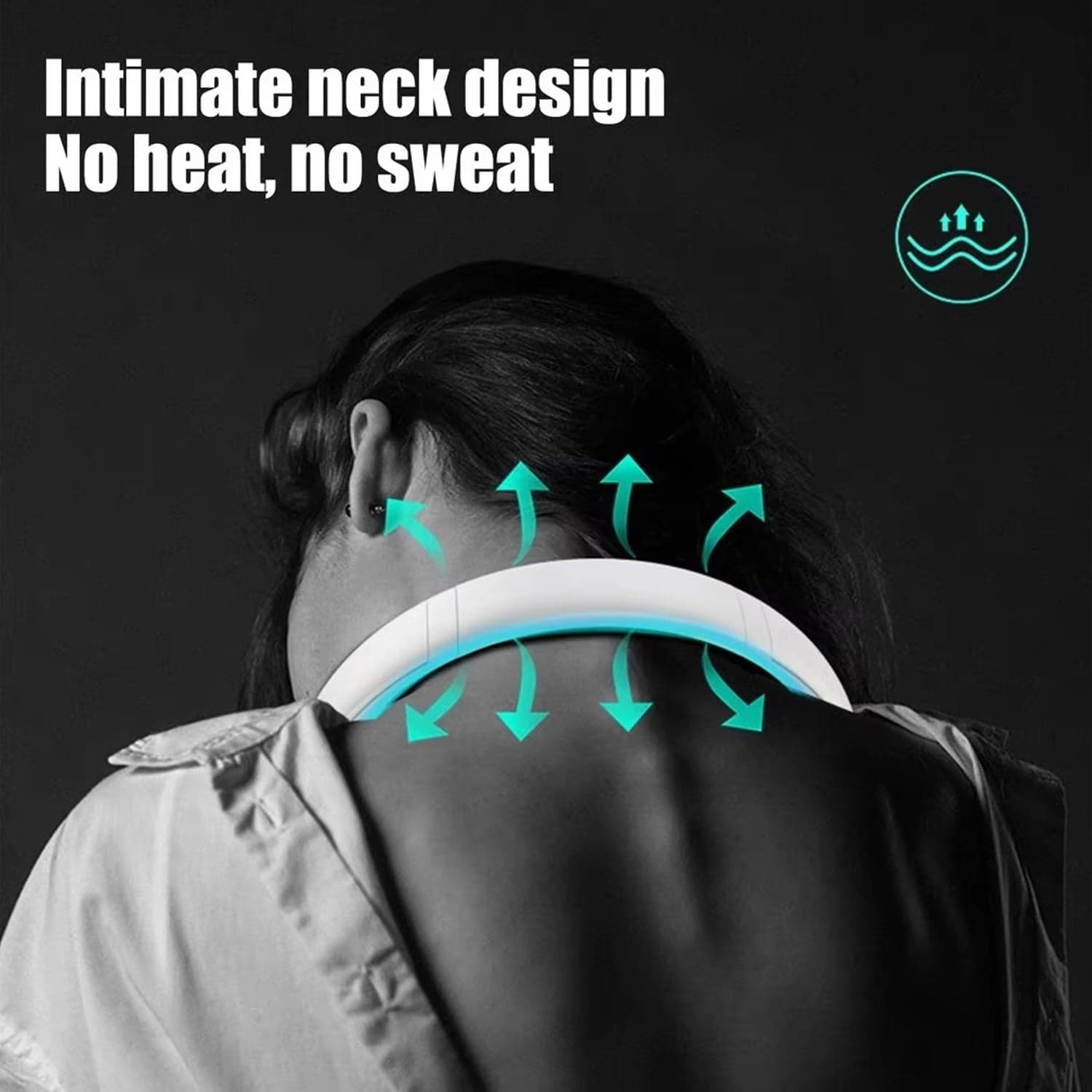 Portable USB Rechargeable Neck Fan of Wearable, 3 Speeds, Headphone Design thumbnail 3