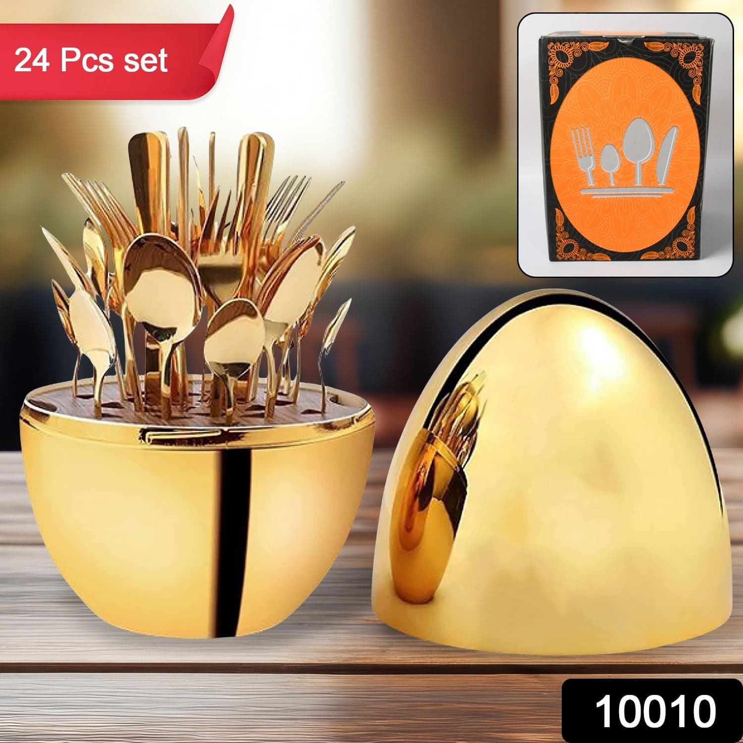 Premium Cutlery Set 24 Pcs With Oval Shaped Stand | Beautiful Stylish Oval Designed Cutlery Sets thumbnail 2