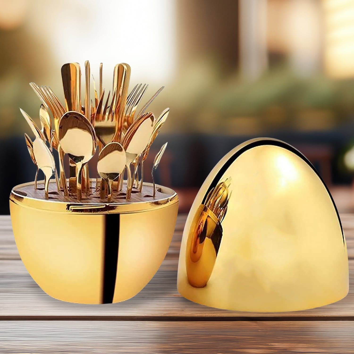 Premium Cutlery Set 24 Pcs With Oval Shaped Stand | Beautiful Stylish Oval Designed Cutlery Sets thumbnail 3
