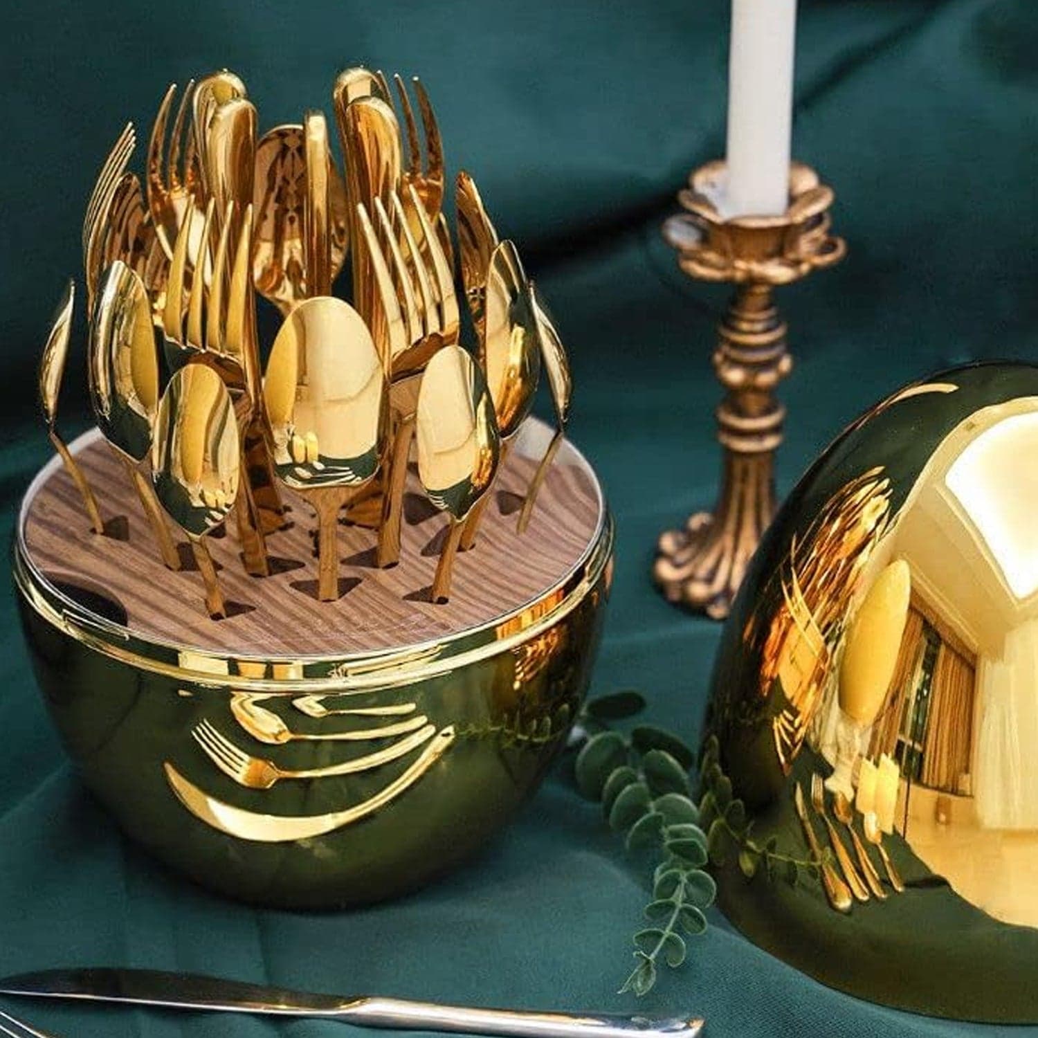 Premium Cutlery Set 24 Pcs With Oval Shaped Stand | Beautiful Stylish Oval Designed Cutlery Sets thumbnail 4