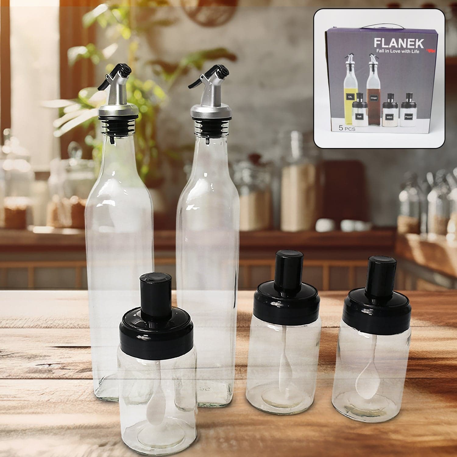Transparent Glass Oil Dispenser 500 Ml Bottle Set Of 2 thumbnail 3