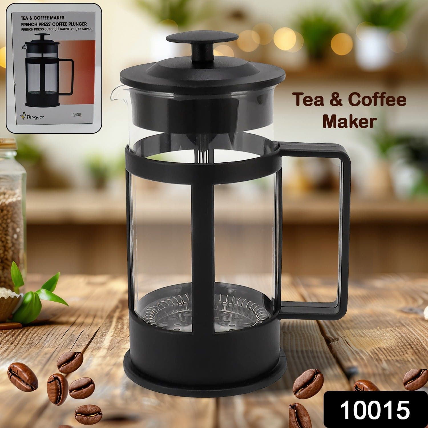 Coffee And Tea Maker, Coffee Maker Glass Stainless Steel Coffee Press Glass Teapot For Camping Travel Gifts Kitchen Tools (Approx 350Ml) thumbnail 2