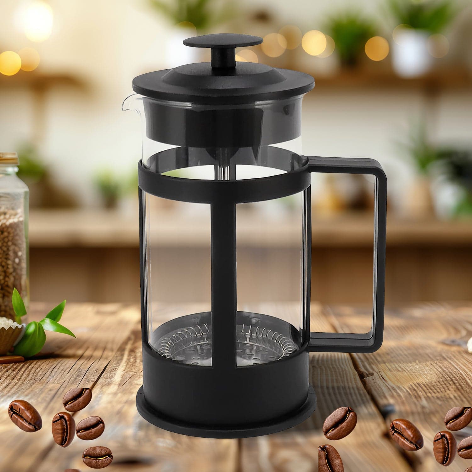 Coffee And Tea Maker, Coffee Maker Glass Stainless Steel Coffee Press Glass Teapot For Camping Travel Gifts Kitchen Tools (Approx 350Ml) thumbnail 3