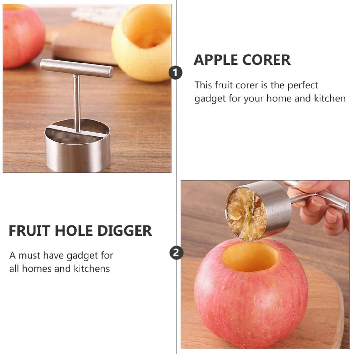 Corer Pear Core Separator Vegetable Core Remover Seeder Cutter Pitter Fruit Hole Remover Coring Tool (1 Pc) thumbnail 8