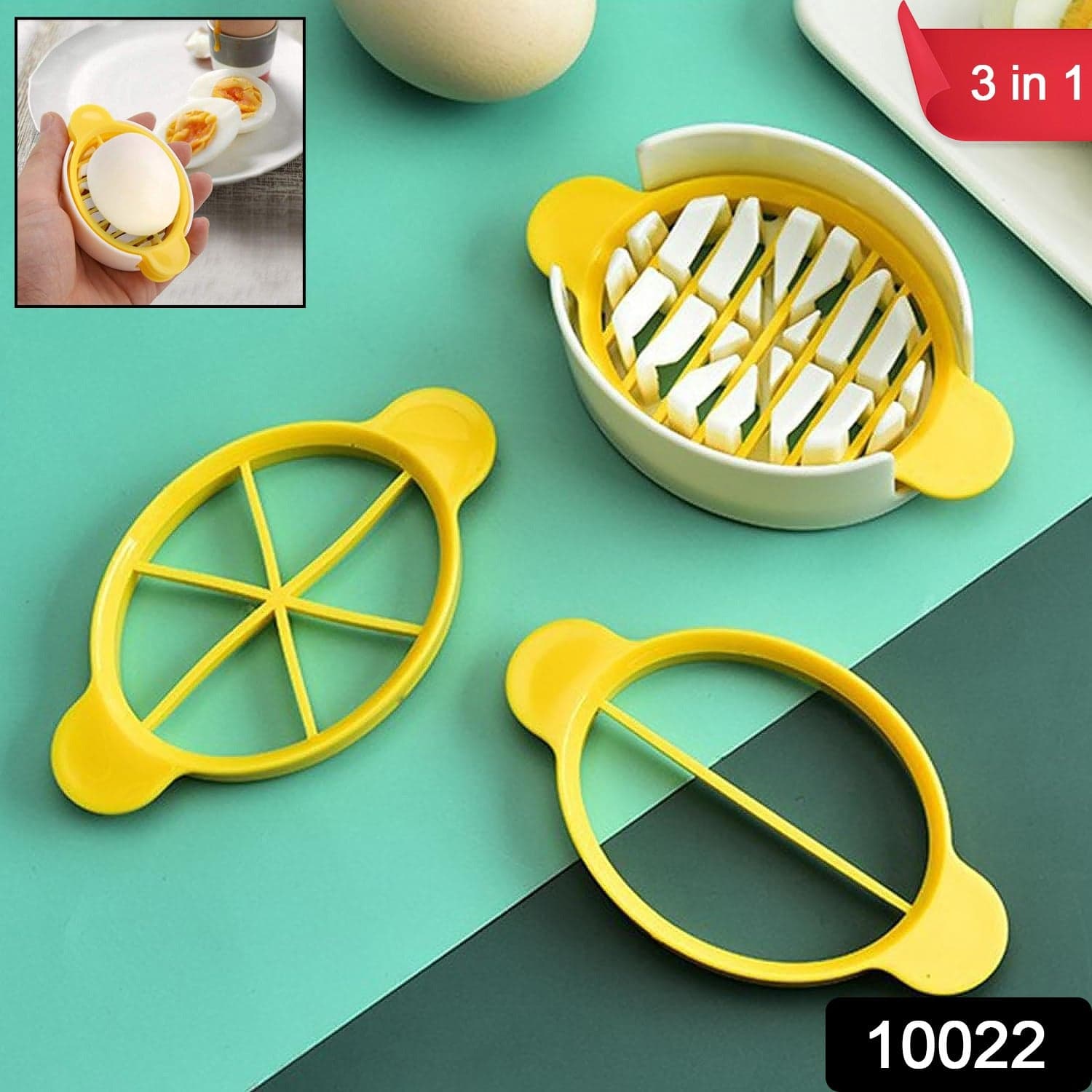 Egg Slicer, 3 In 1 Boiled Egg Slicer, Egg Slicer, Preserved Egg Slicer, Home Restaurant Kitchen Tool (1 Pc) thumbnail 2