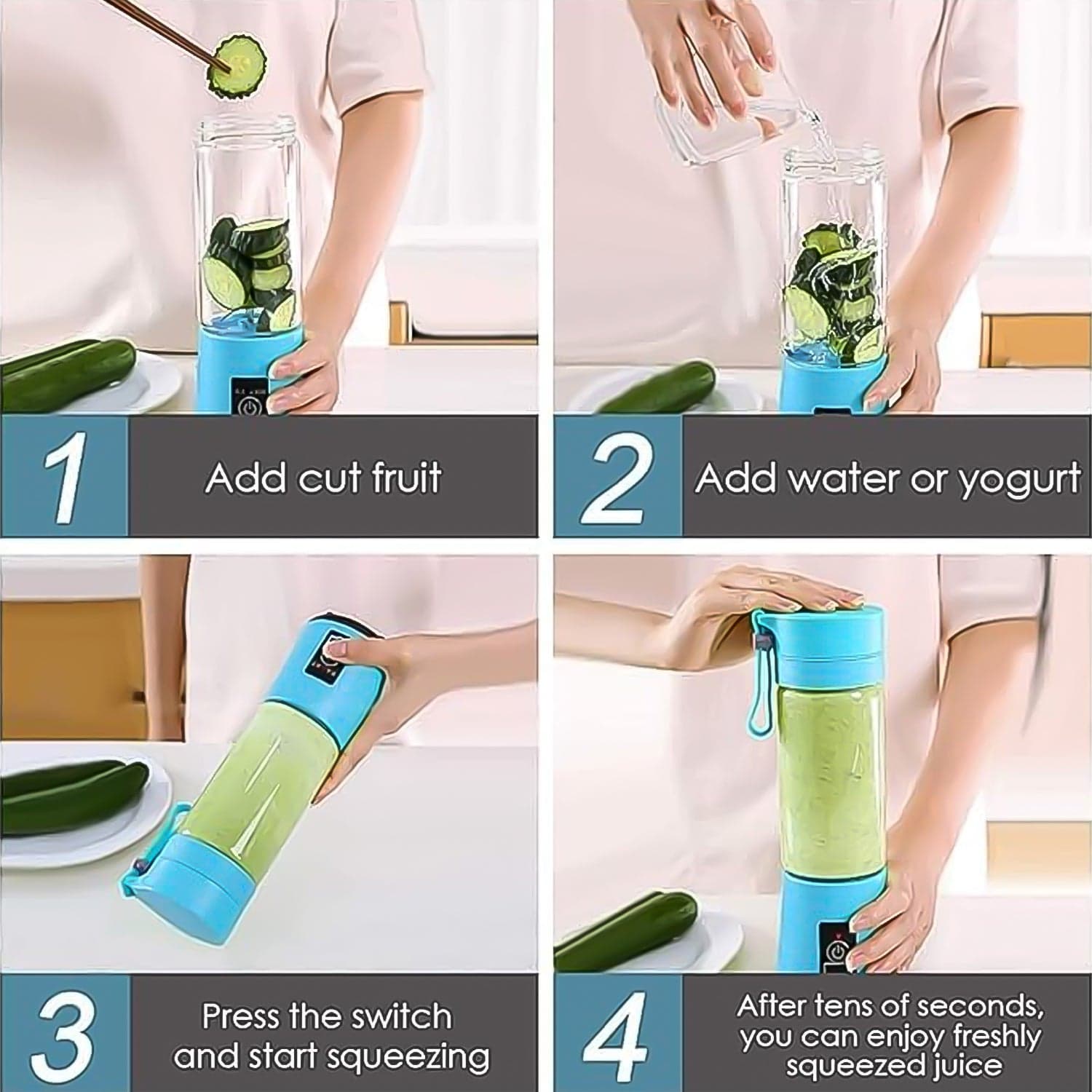 Portable Electric Usb Juice Maker Juicer Bottle Blender thumbnail 3