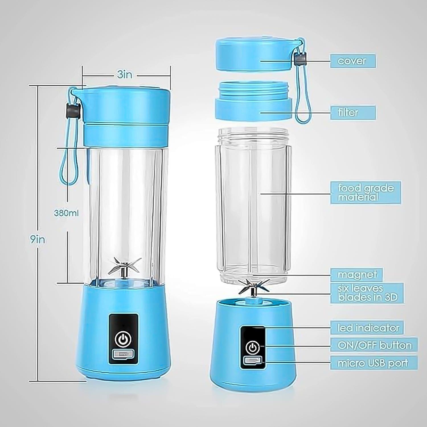 Portable Electric Usb Juice Maker Juicer Bottle Blender thumbnail 6
