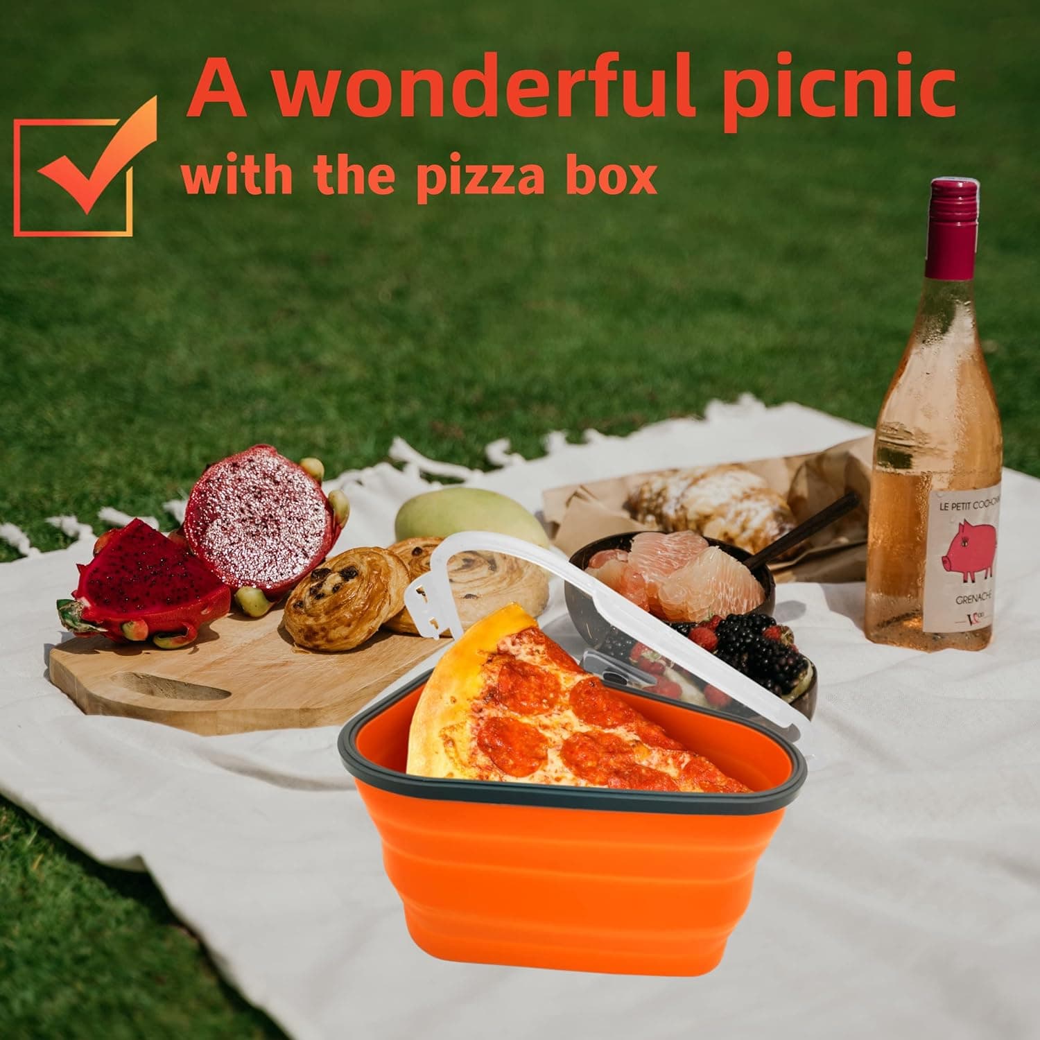 Reusable Expandable Pizza Storage Container with 5 Microwavable Trays of Adjustable for Home & Outdoor Use thumbnail 3