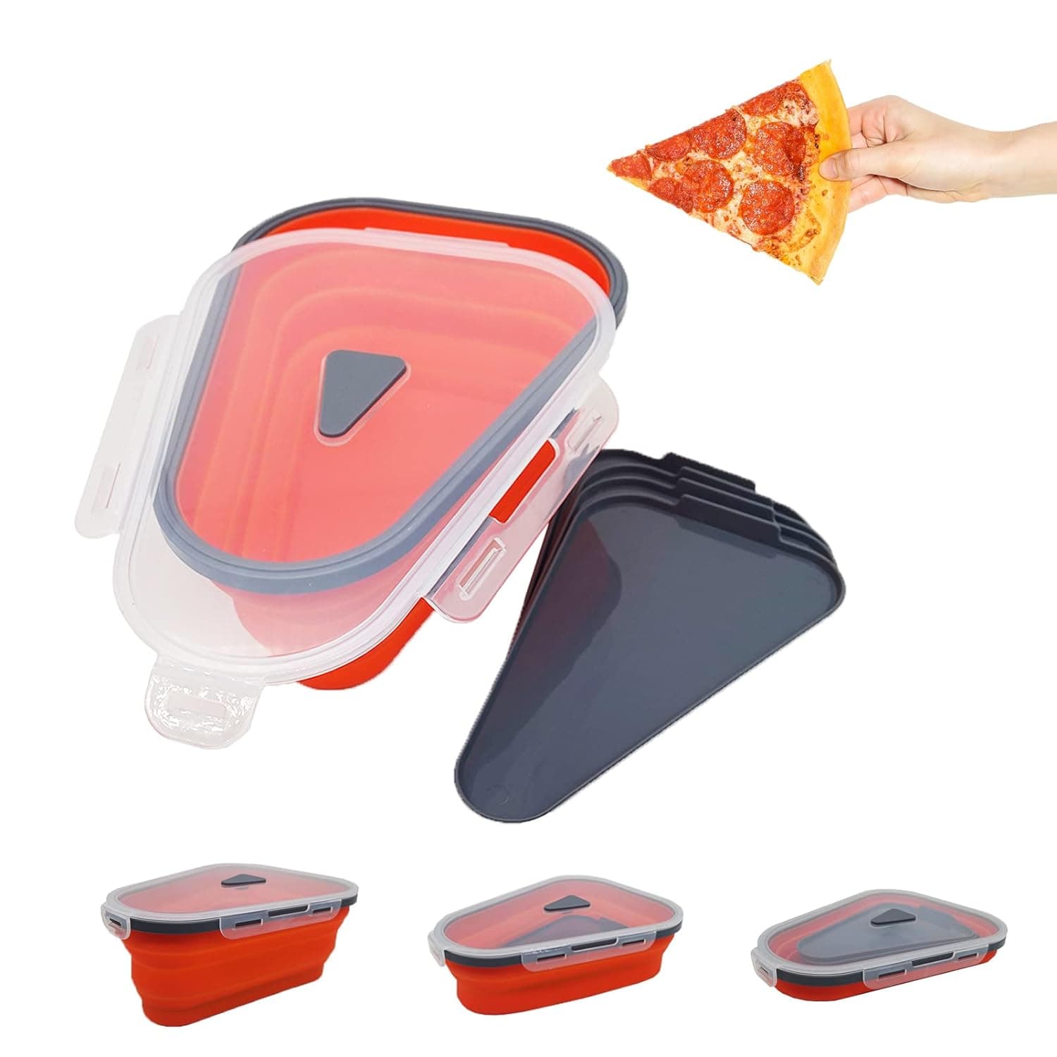 Reusable Expandable Pizza Storage Container with 5 Microwavable Trays of Adjustable for Home & Outdoor Use thumbnail 4