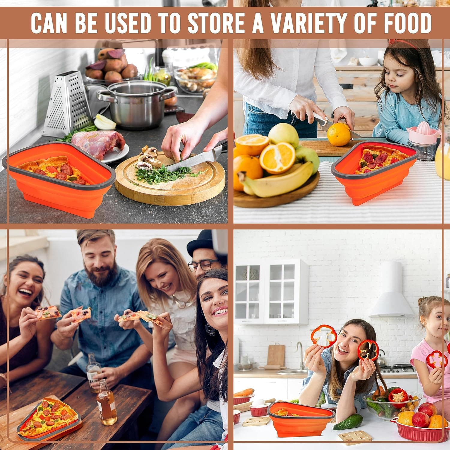 Reusable Expandable Pizza Storage Container with 5 Microwavable Trays of Adjustable for Home & Outdoor Use thumbnail 5