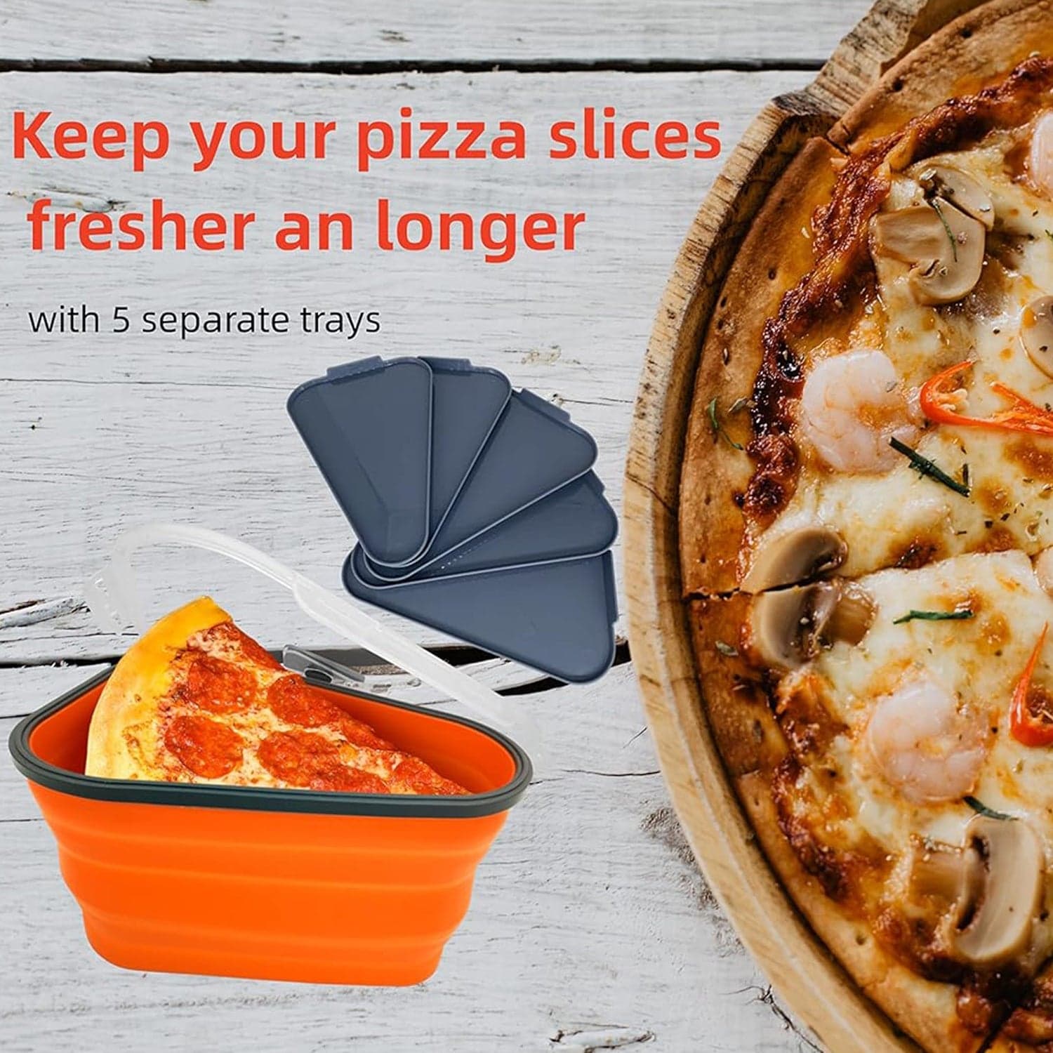 Reusable Expandable Pizza Storage Container with 5 Microwavable Trays of Adjustable for Home & Outdoor Use thumbnail 6