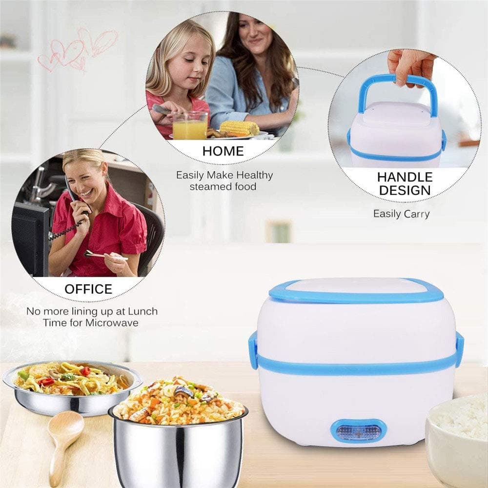 Electric Lunch Box Portable Food Warmer Food Heating Lunch Box Removable Food-Grade Stainless Steel Compartments thumbnail 4