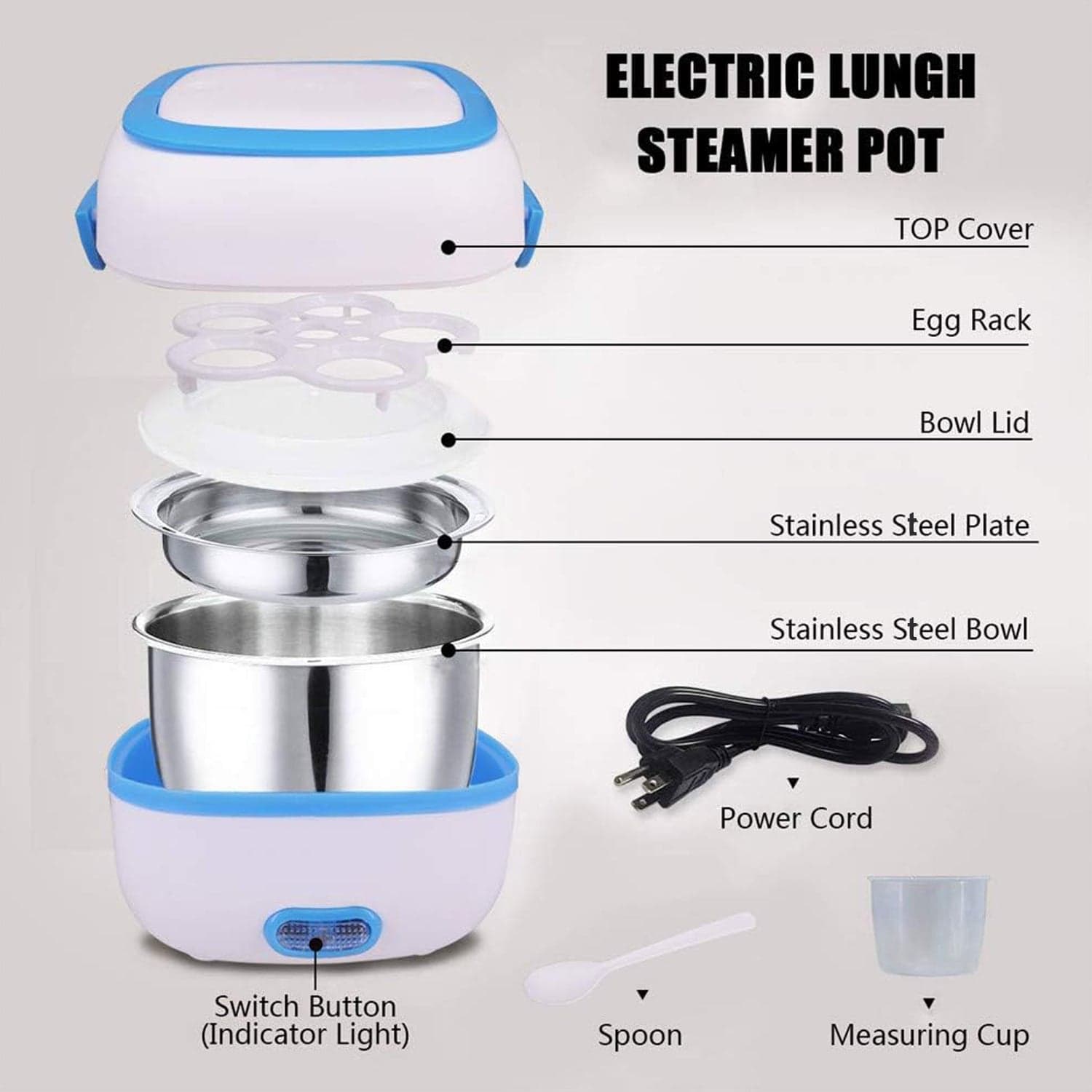 Electric Lunch Box Portable Food Warmer Food Heating Lunch Box Removable Food-Grade Stainless Steel Compartments thumbnail 6