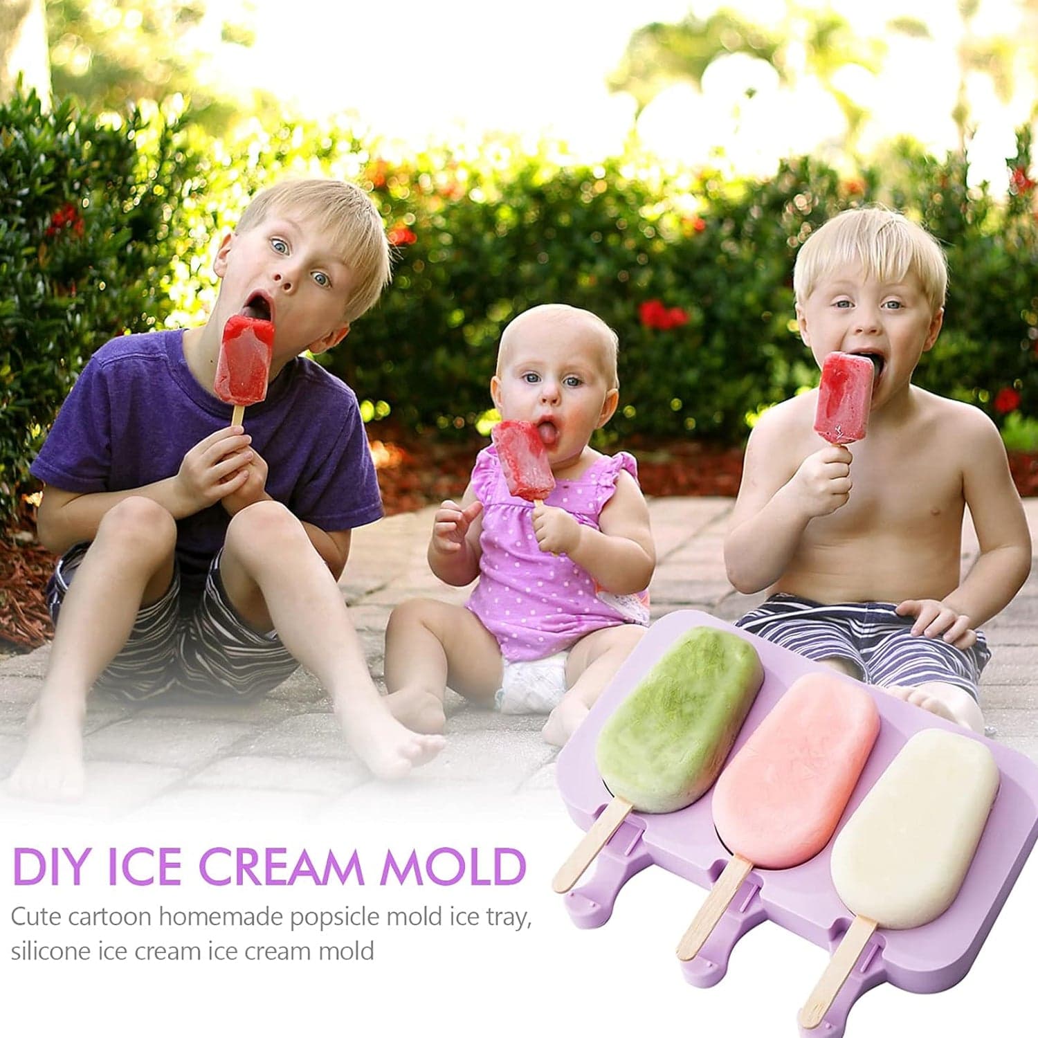 Silicone Sicle Molds of DIY Ice Pops with Lids & 50 Sticks thumbnail 6