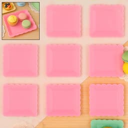 Square Plastic Dinner Plate Snacks / Breakfast, Restaurant Serving Trays Home School Coffee Hotel Kitchen Office (8 Pcs Set)