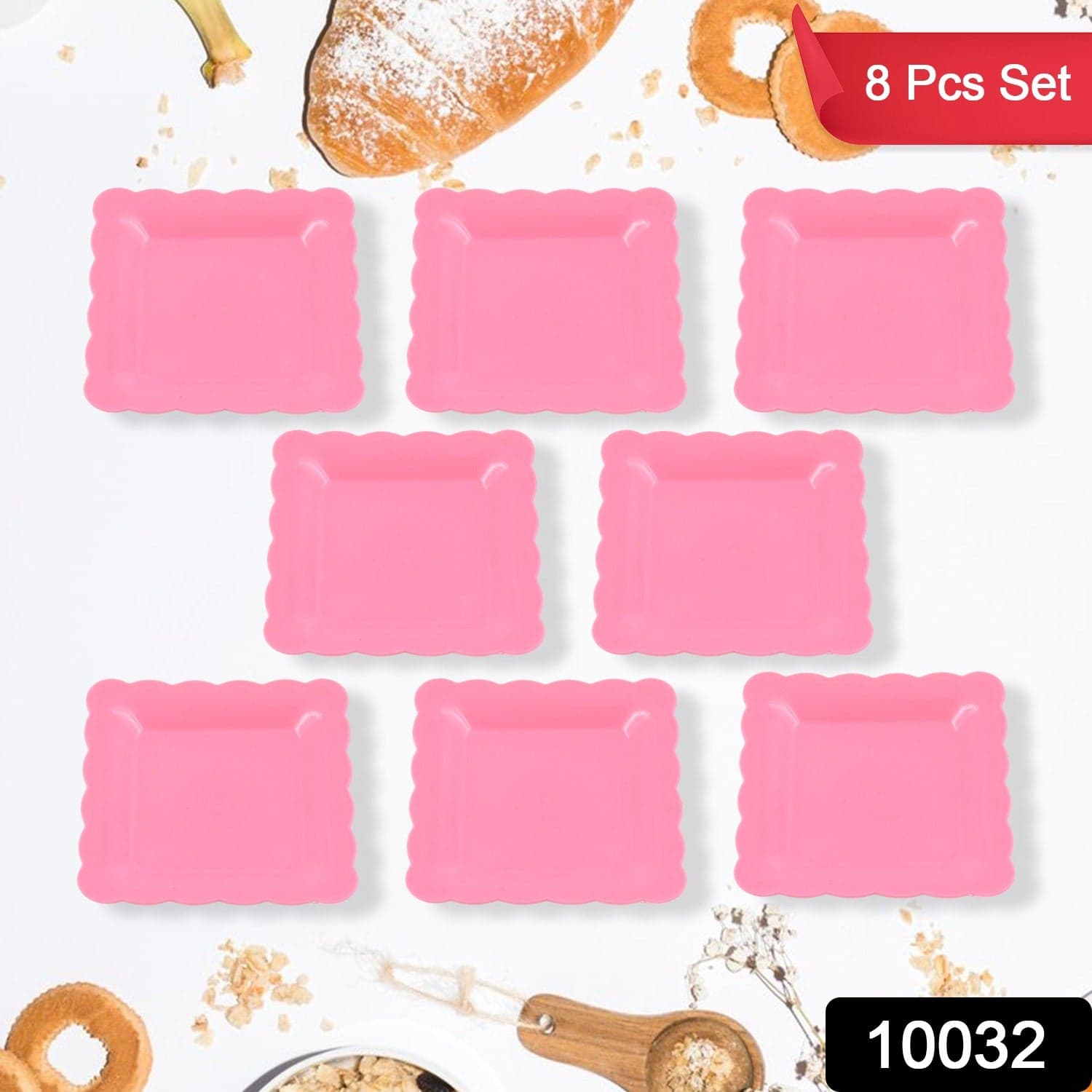 Square Plastic Dinner Plate Snacks / Breakfast, Restaurant Serving Trays Home School Coffee Hotel Kitchen Office (8 Pcs Set) thumbnail 2