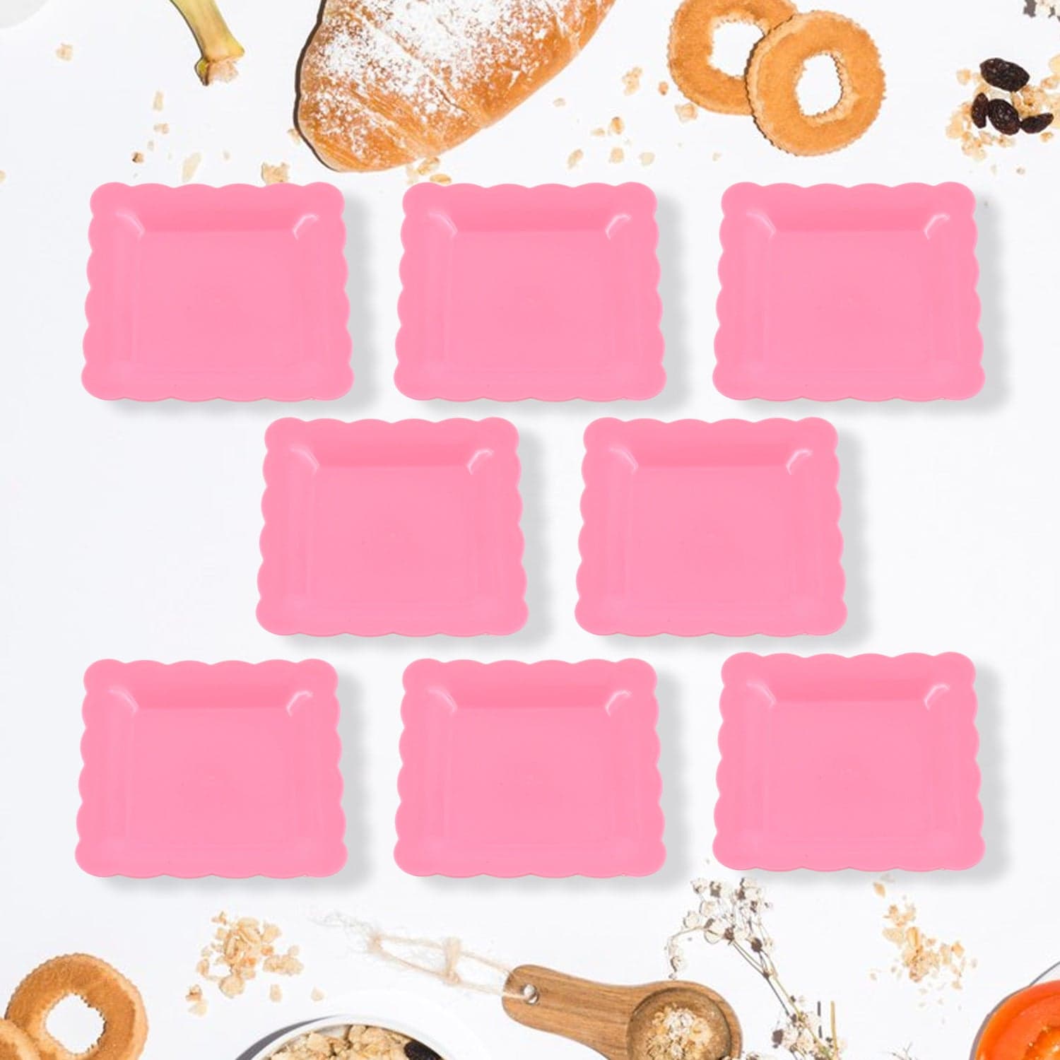 Square Plastic Dinner Plate Snacks / Breakfast, Restaurant Serving Trays Home School Coffee Hotel Kitchen Office (8 Pcs Set) thumbnail 3