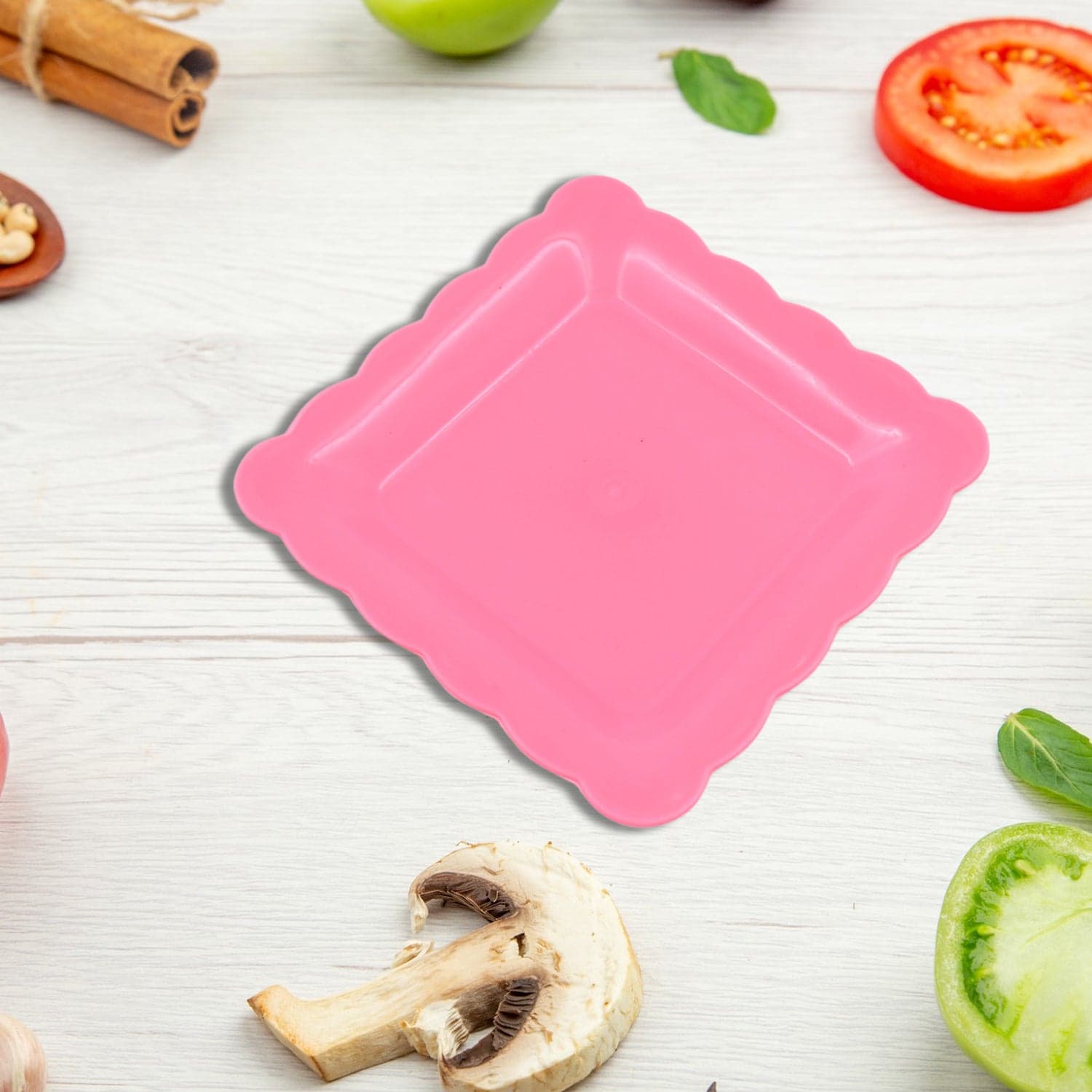 Square Plastic Dinner Plate Snacks / Breakfast, Restaurant Serving Trays Home School Coffee Hotel Kitchen Office (8 Pcs Set) thumbnail 4