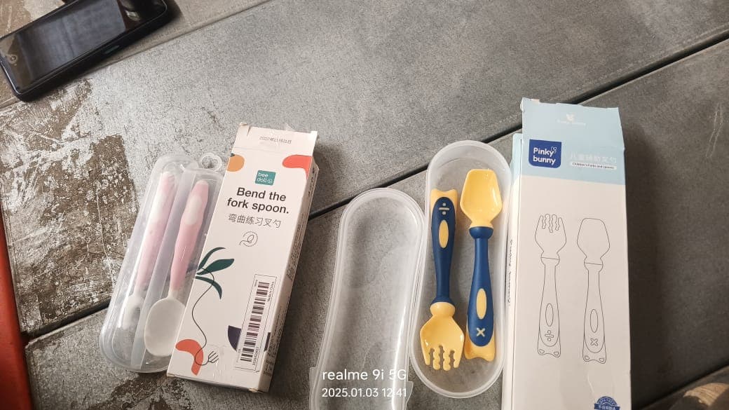 Silicone Bendable Kids Spoon & Fork Set of Toddler Self-Feeding Utensils (2 Pc Set) thumbnail 7