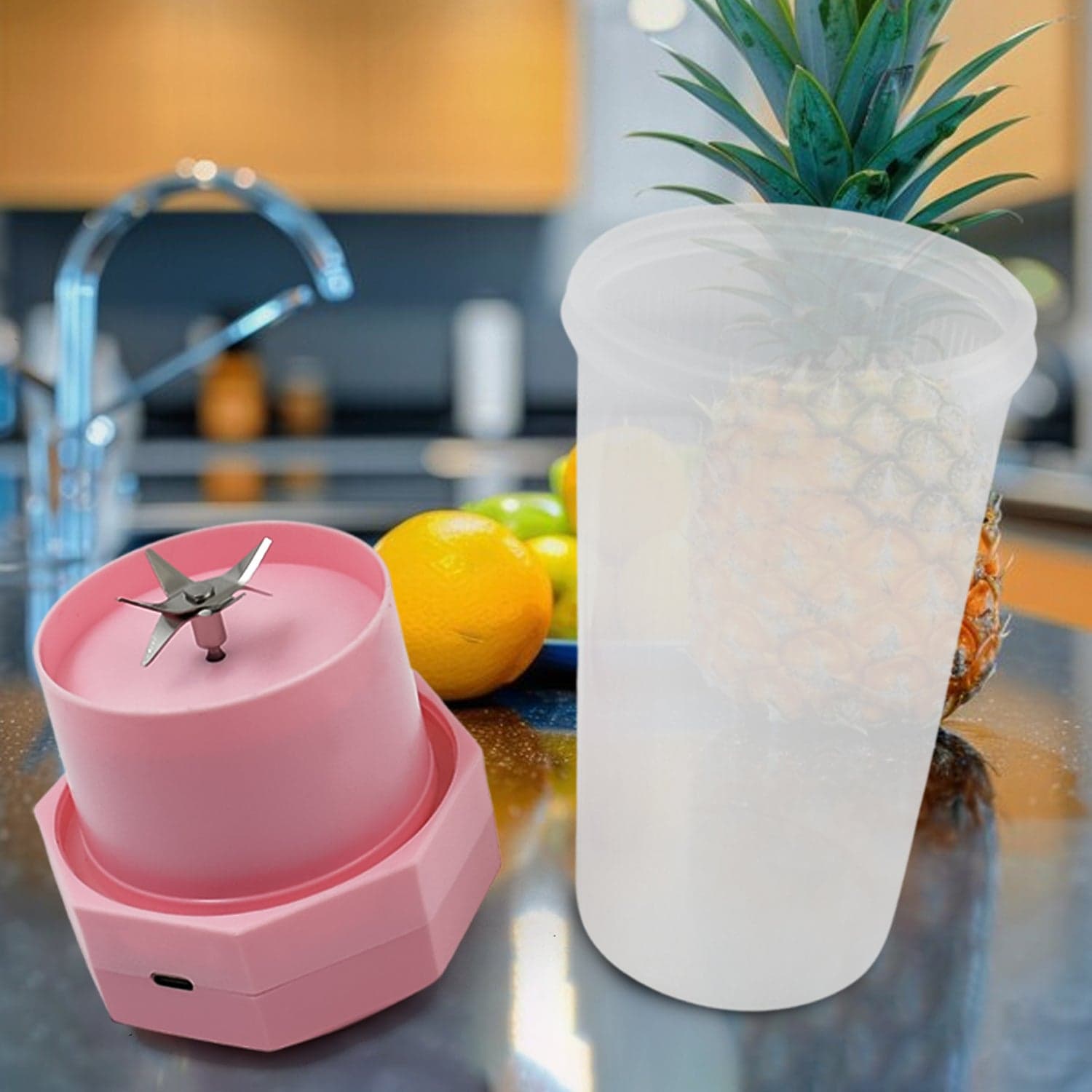Portable Multifunctional Electric Juicer Cup, USB Juice Maker 6 blade (350 ML) thumbnail 3
