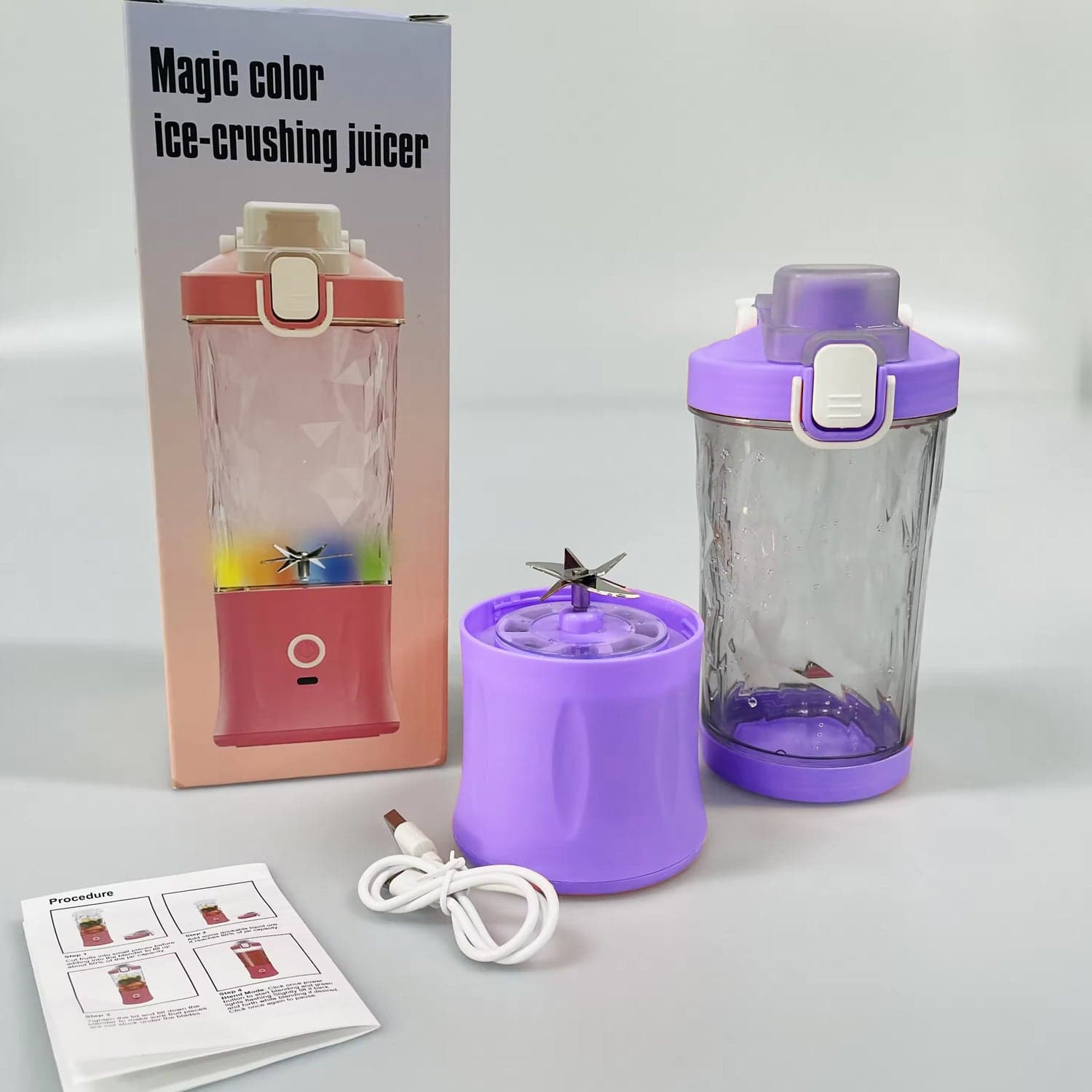 Eletric Crusher Juicer With Multicolor Light, 8 Blades (600 ML / Multicolor) thumbnail 6