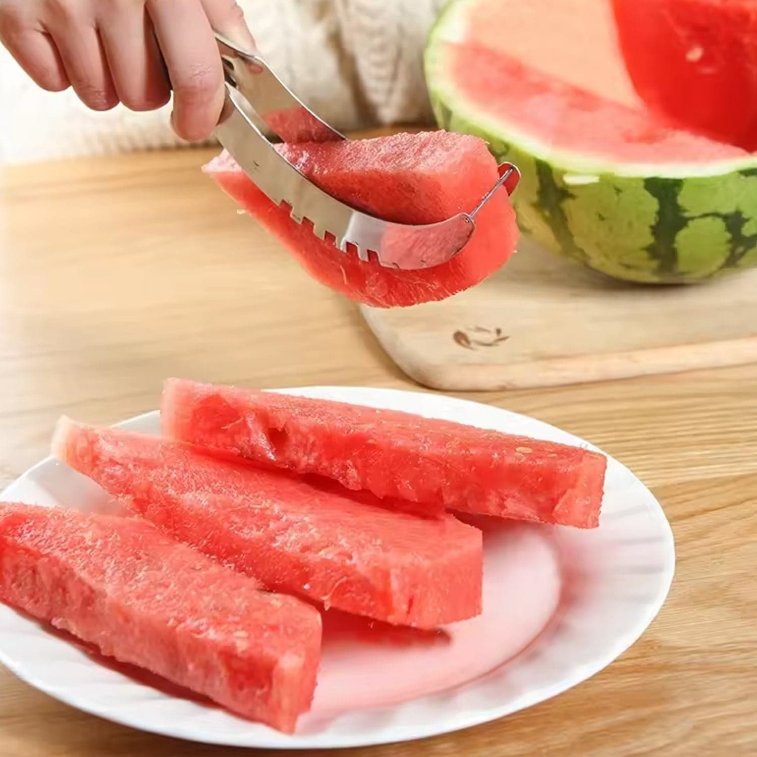 3In1 Stainless Steel Watermelon Cantaloupe Slicer Knife thumbnail 1