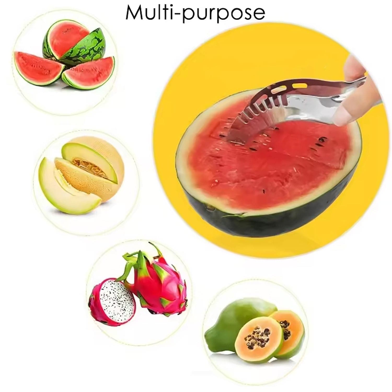 3In1 Stainless Steel Watermelon Cantaloupe Slicer Knife thumbnail 5