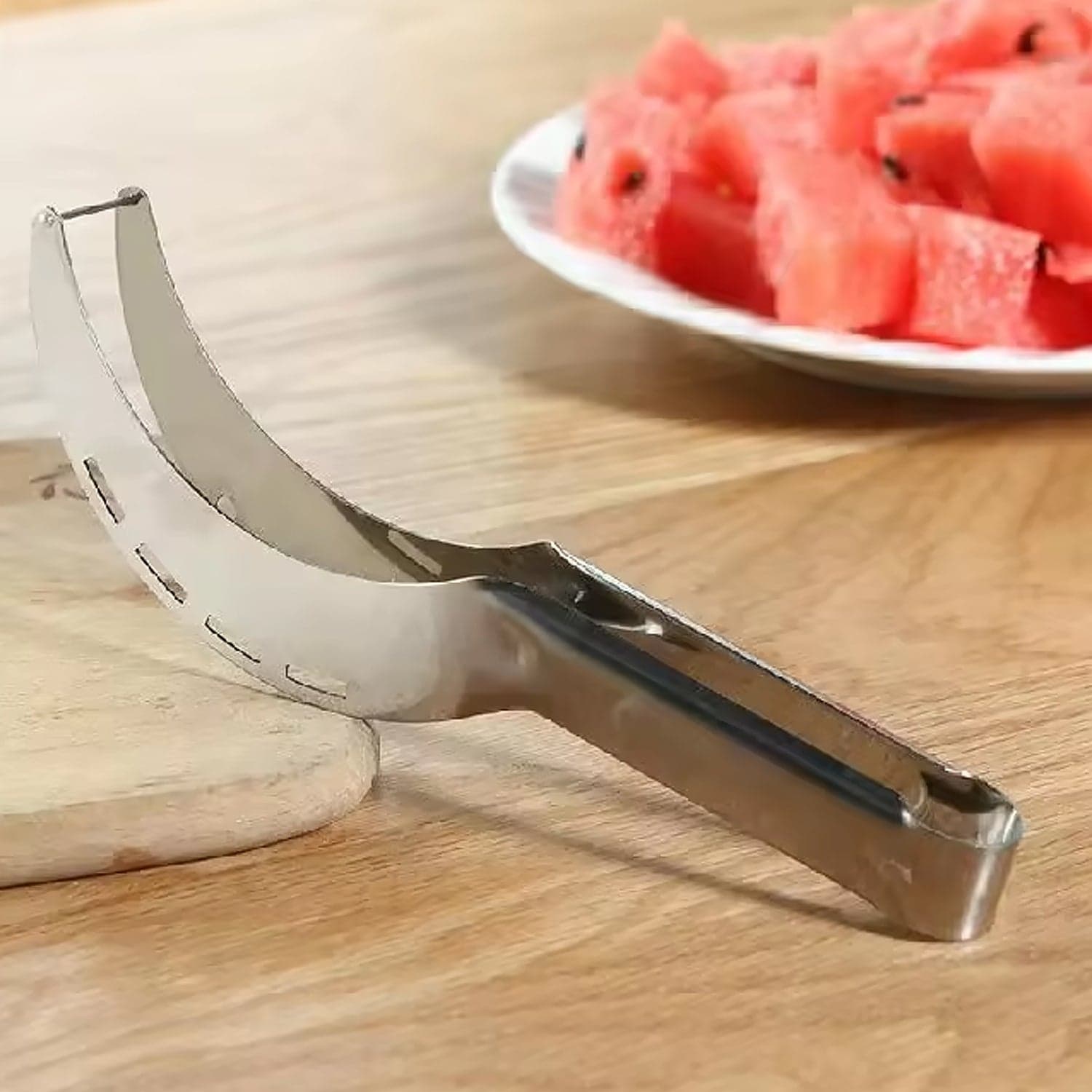 3In1 Stainless Steel Watermelon Cantaloupe Slicer Knife thumbnail 7