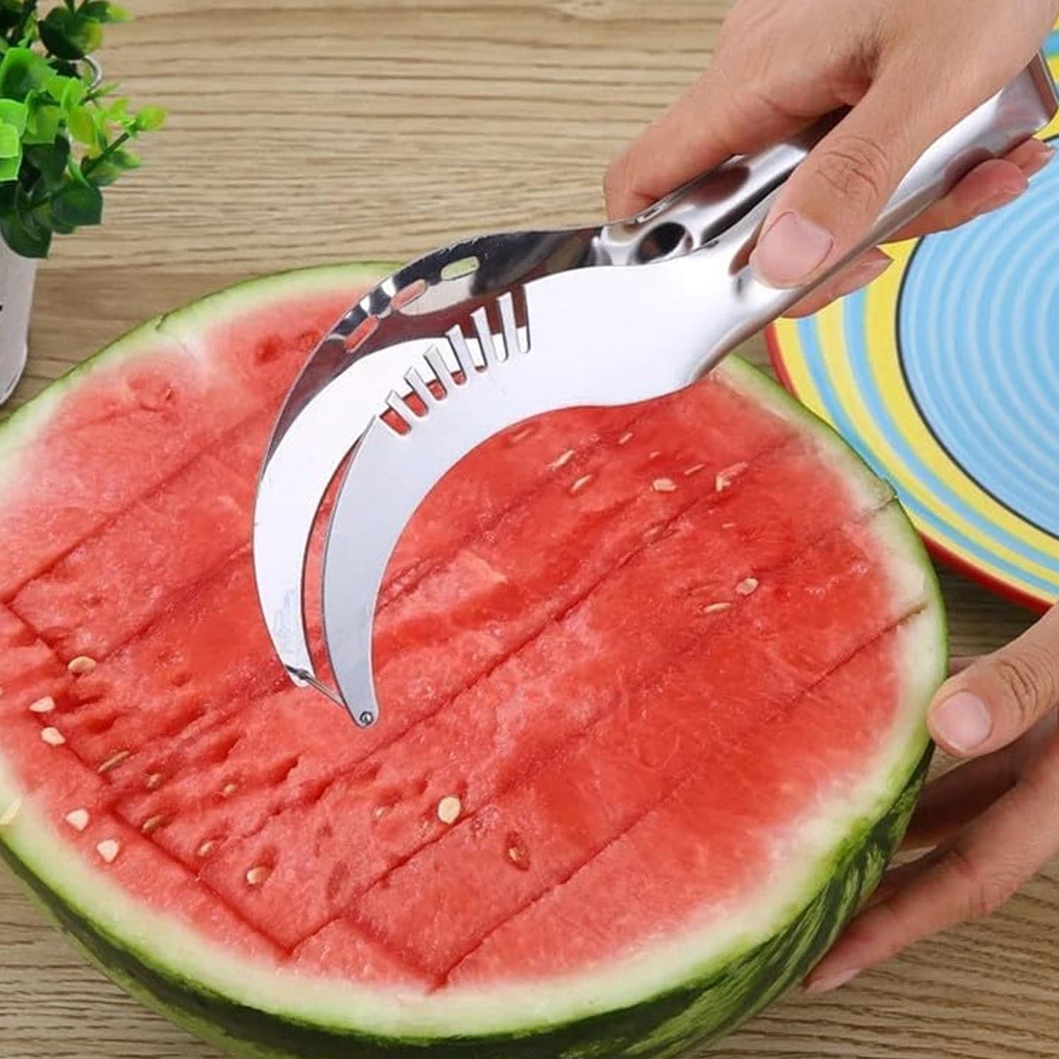 3In1 Stainless Steel Watermelon Cantaloupe Slicer Knife thumbnail 8