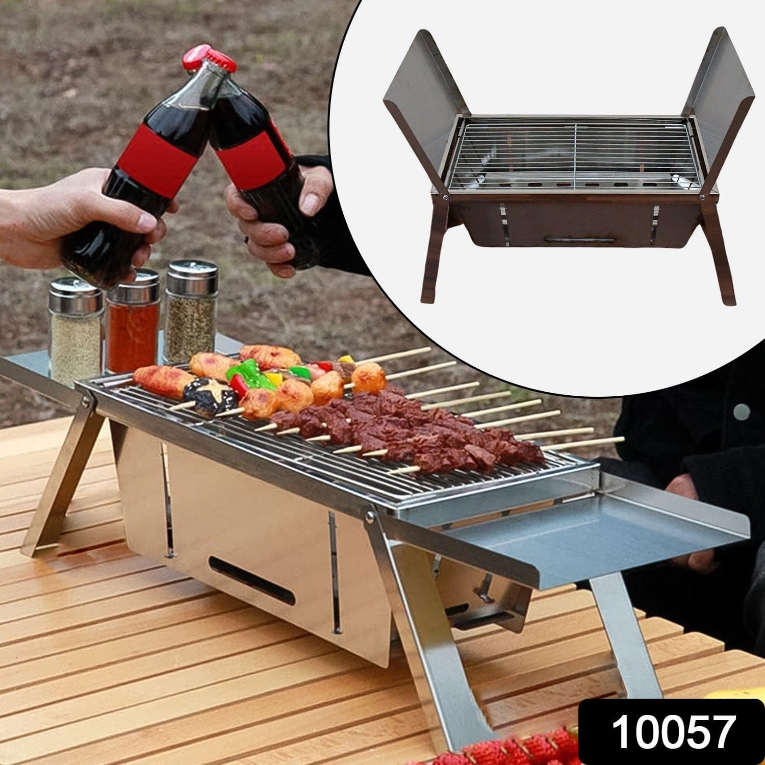 Portable BBQ / Barbecue Grill Stainless Steel Folding Charcoal Grill (1 Set / Net Weight : 2207 GM) thumbnail 2