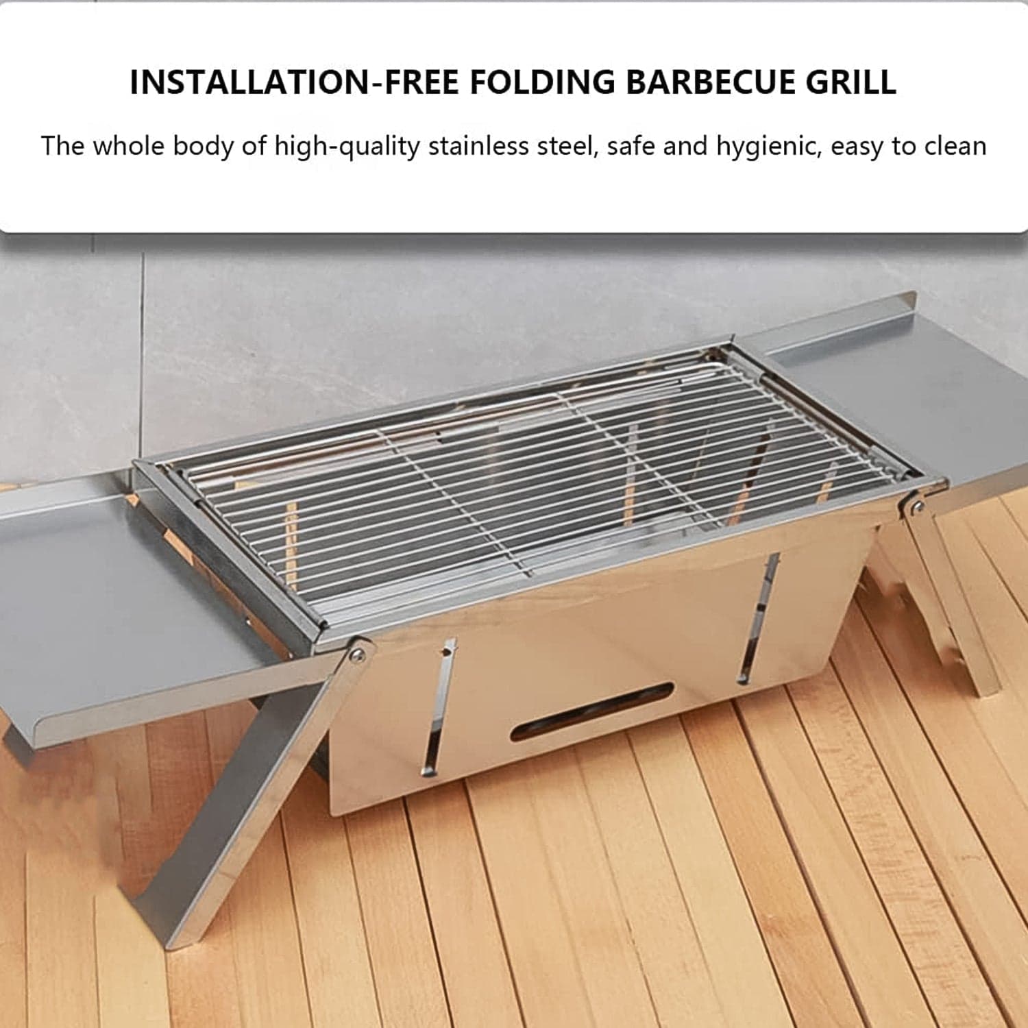 Portable BBQ / Barbecue Grill Stainless Steel Folding Charcoal Grill (1 Set / Net Weight : 2207 GM) thumbnail 3