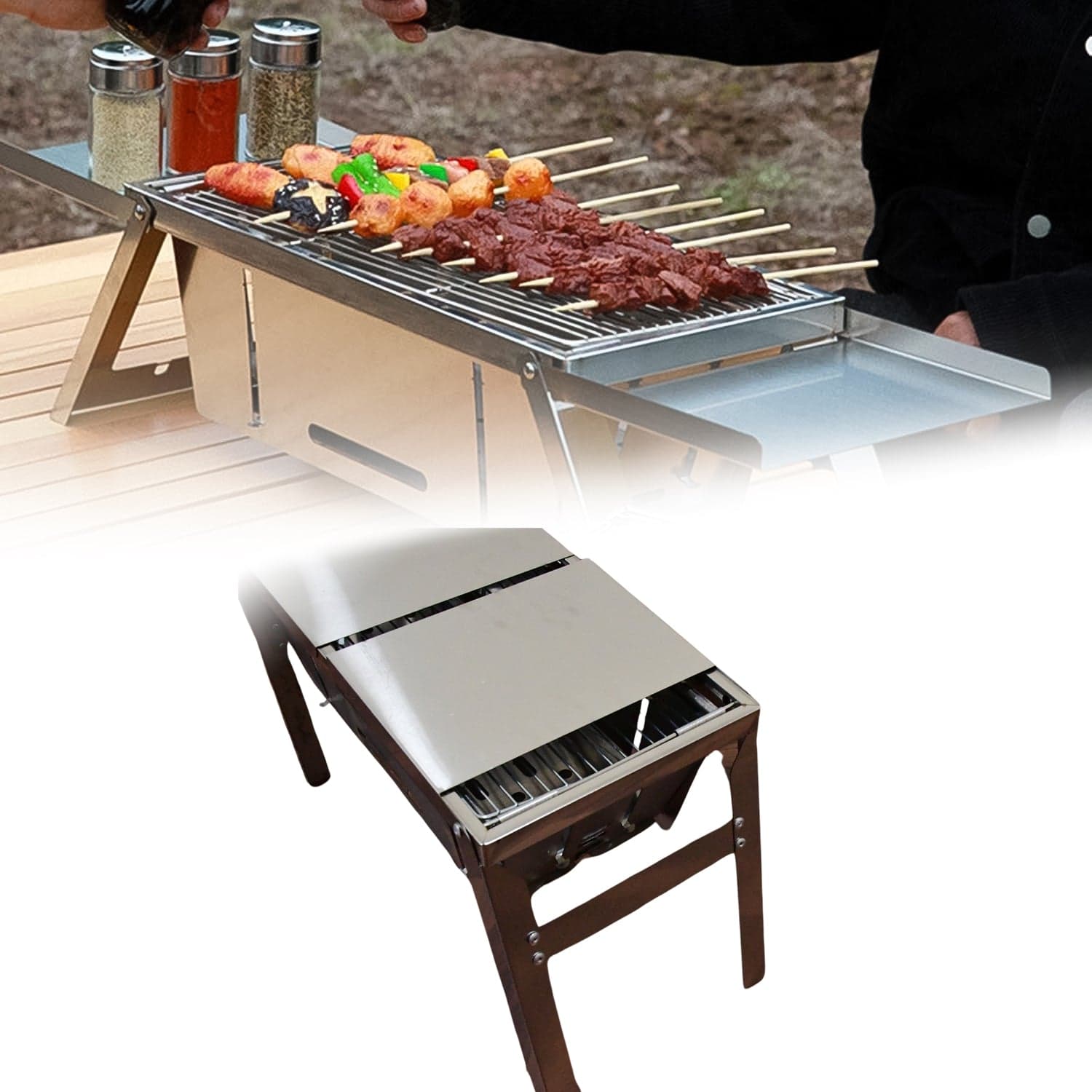 Portable BBQ / Barbecue Grill Stainless Steel Folding Charcoal Grill (1 Set / Net Weight : 2207 GM) thumbnail 4