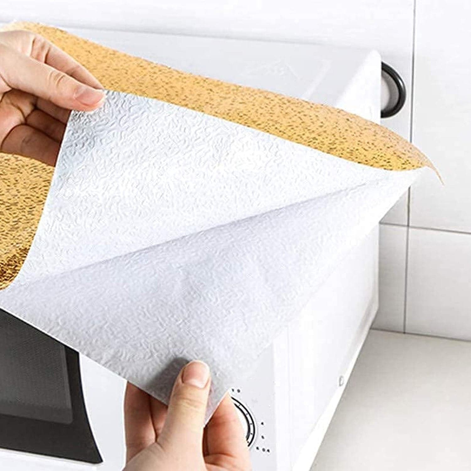 Oil Proof Sticker, Waterproof Self Adhesive Aluminum Foil Wallpaper (60 Cm—200 Cm / Golden / 1 Pc) thumbnail 5
