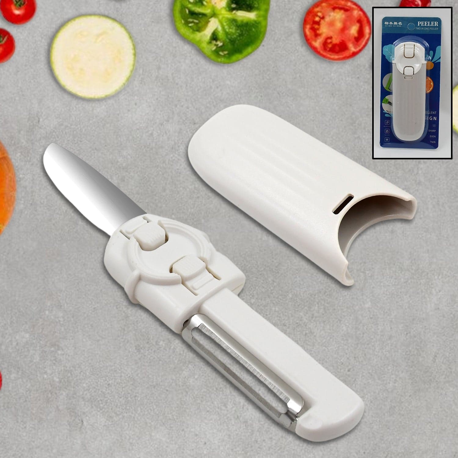 Dual-Use Knife and Peeler, 2-in-1 Stainless Steel Blades Wiith case (1 Pc) thumbnail 1