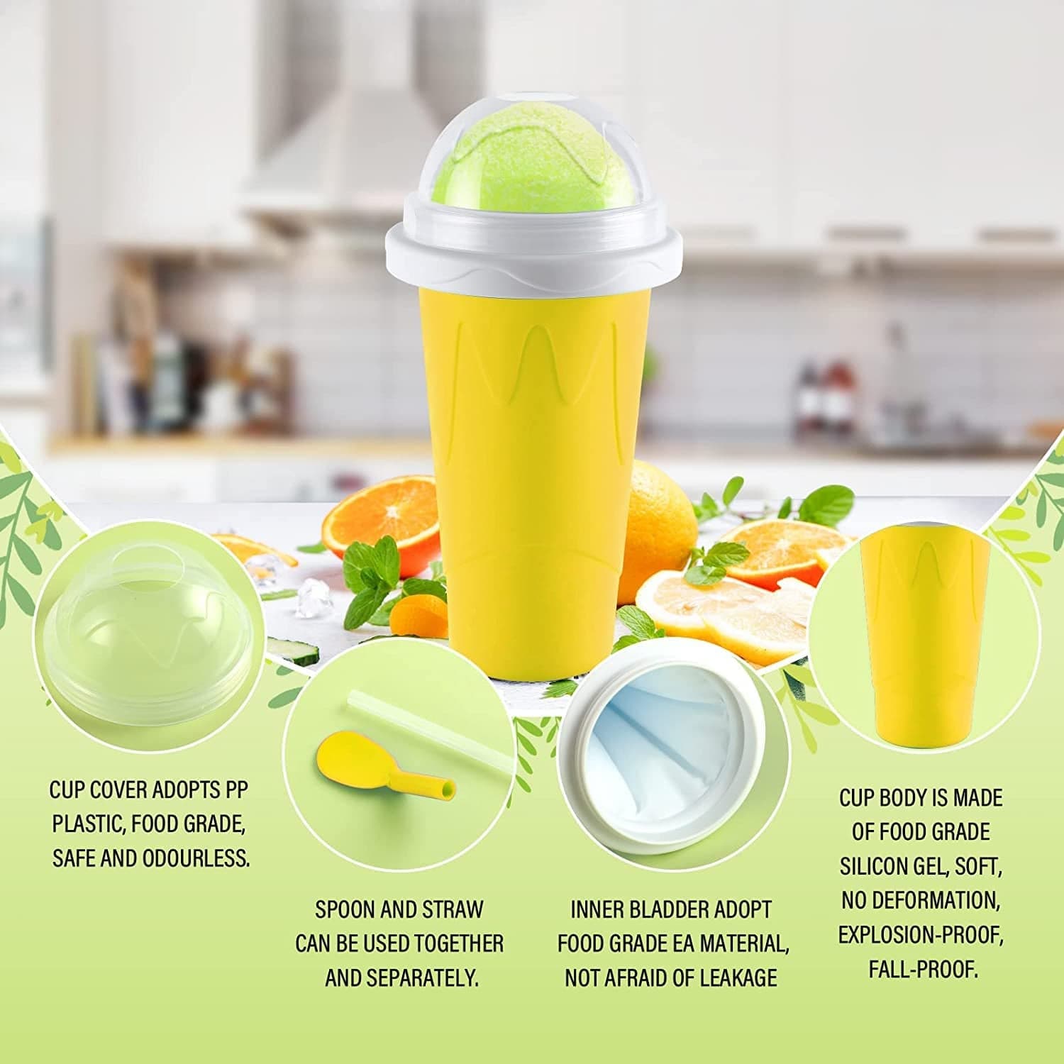 Smoothies Maker Cup, Magic Quick Frozen Smoothies Cup Cooling Cup Double Layer Squeeze Cup Slushy Maker (1 Pc) thumbnail 3