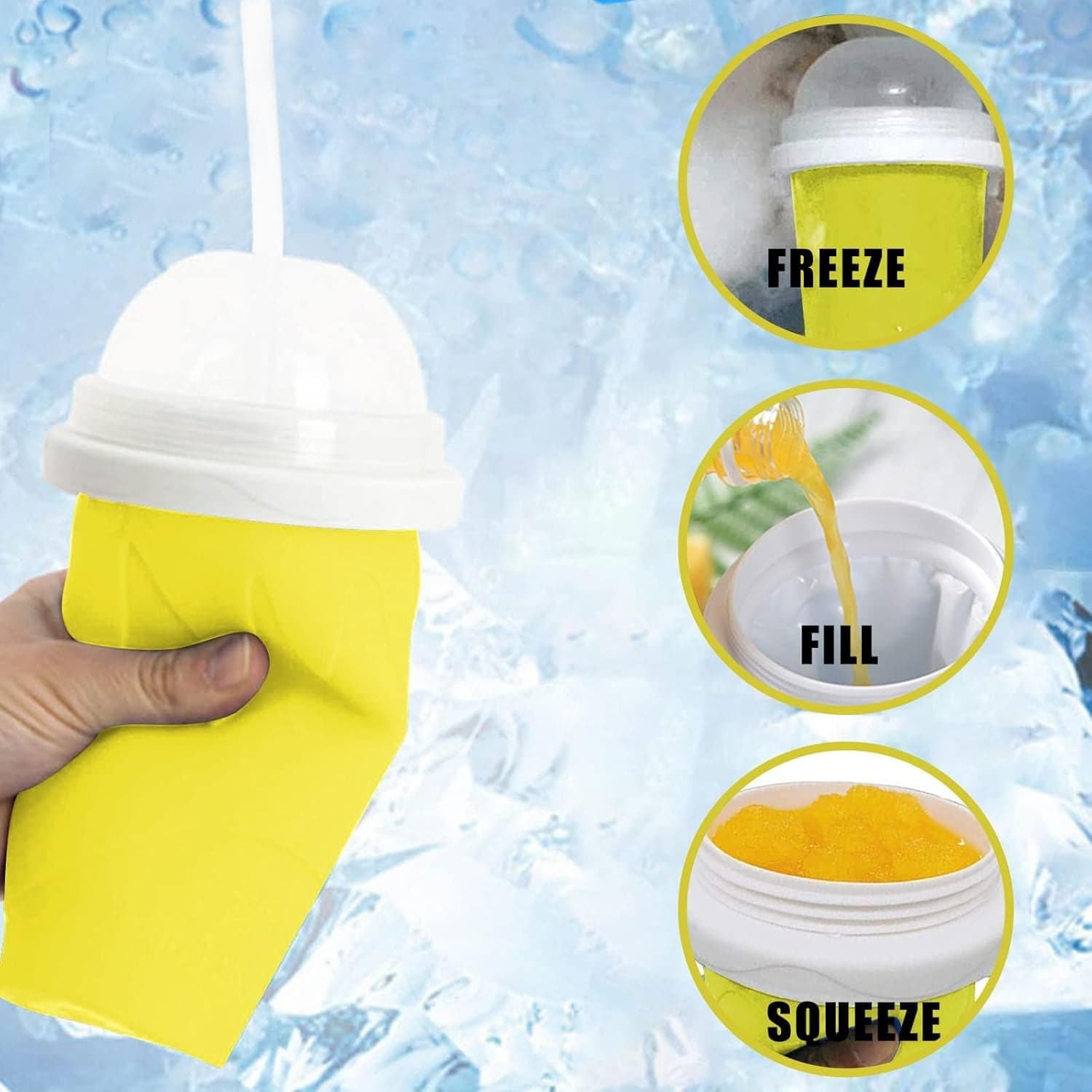 Smoothies Maker Cup, Magic Quick Frozen Smoothies Cup Cooling Cup Double Layer Squeeze Cup Slushy Maker (1 Pc) thumbnail 5