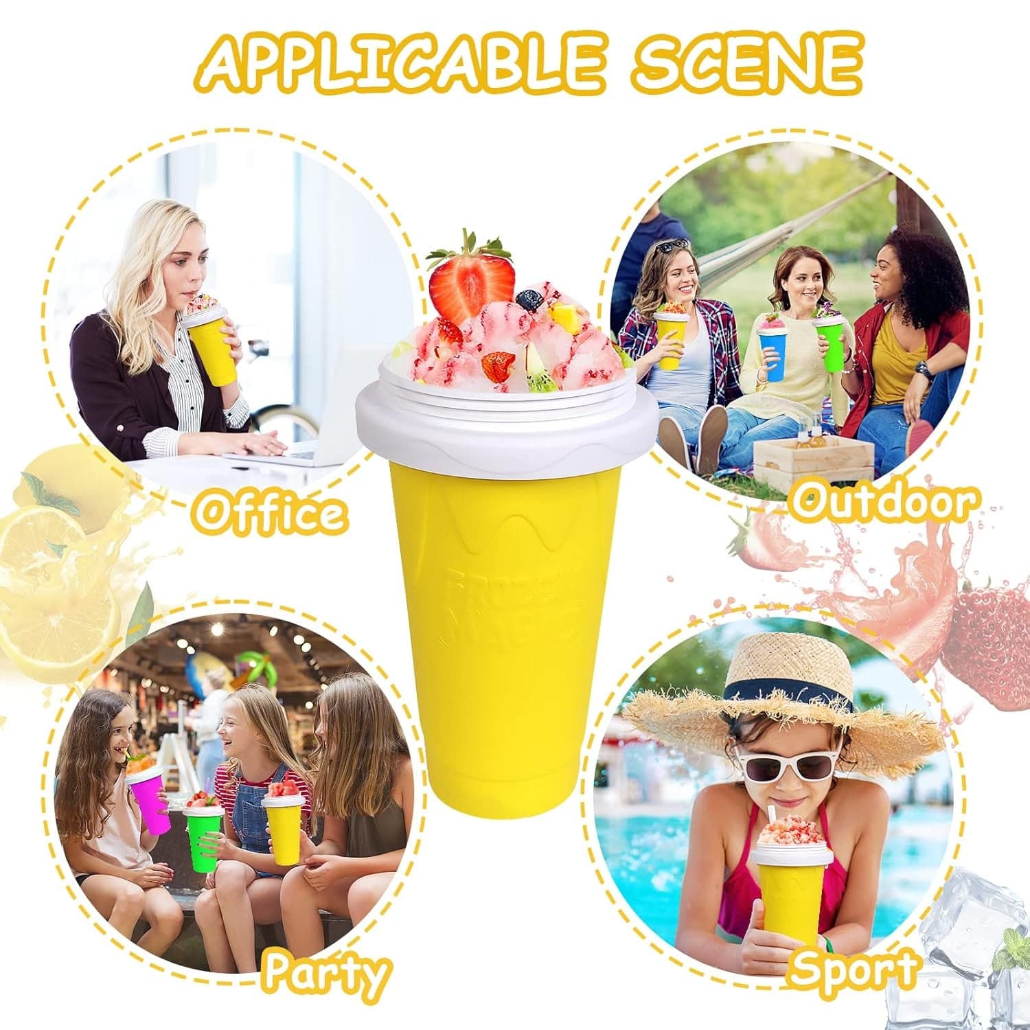 Smoothies Maker Cup, Magic Quick Frozen Smoothies Cup Cooling Cup Double Layer Squeeze Cup Slushy Maker (1 Pc) thumbnail 6
