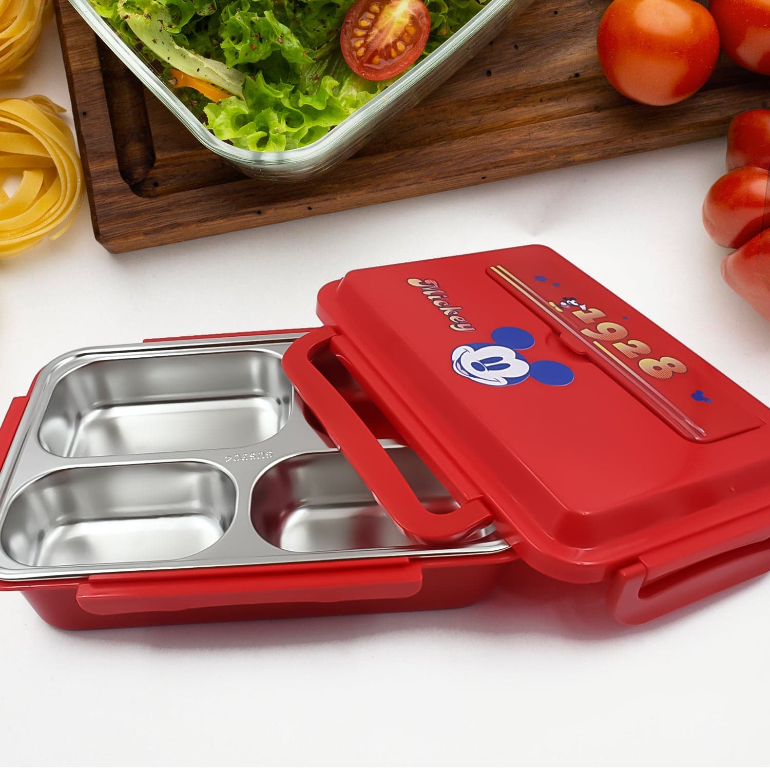 Cartoon Printed 4 Compartment Insulated Lunch Box Stainless Steel |Tiffin Box For Boys thumbnail 1